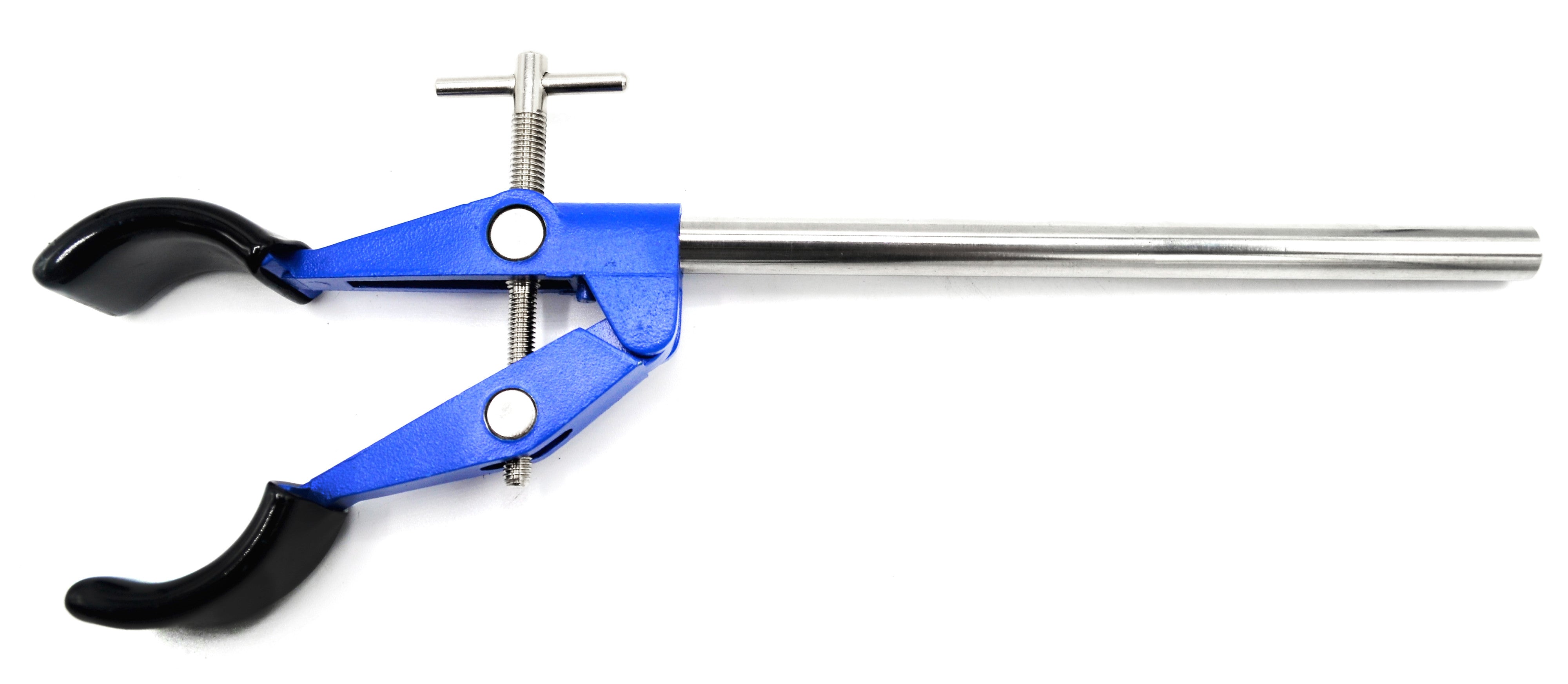 2 Prong, Vinyl Coated, Lab Clamp on Rod,  4.75" (12 cm) Maximum Clamp Opening