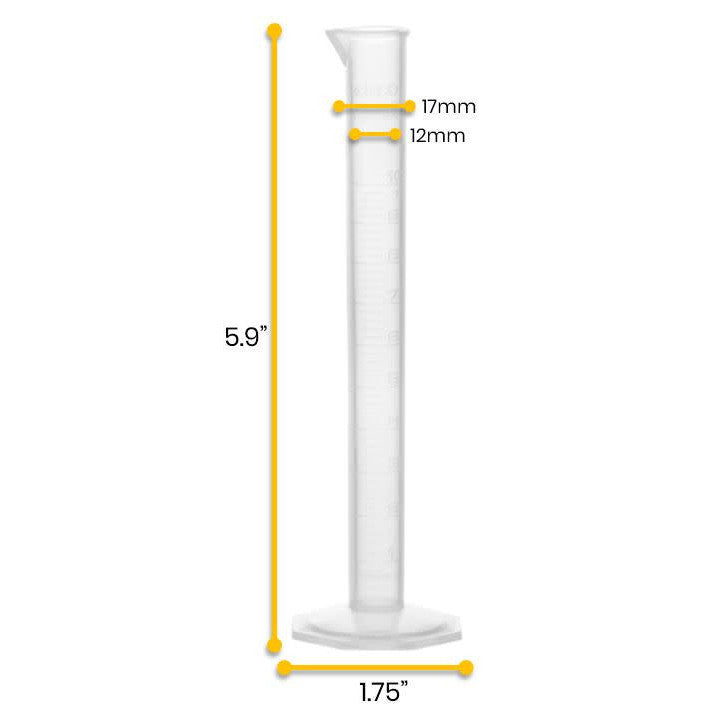 Polypropylene Graduated Cylinder, 10ml,  0.2ml Graduation, Hexagonal Base, Class B, Autoclavable