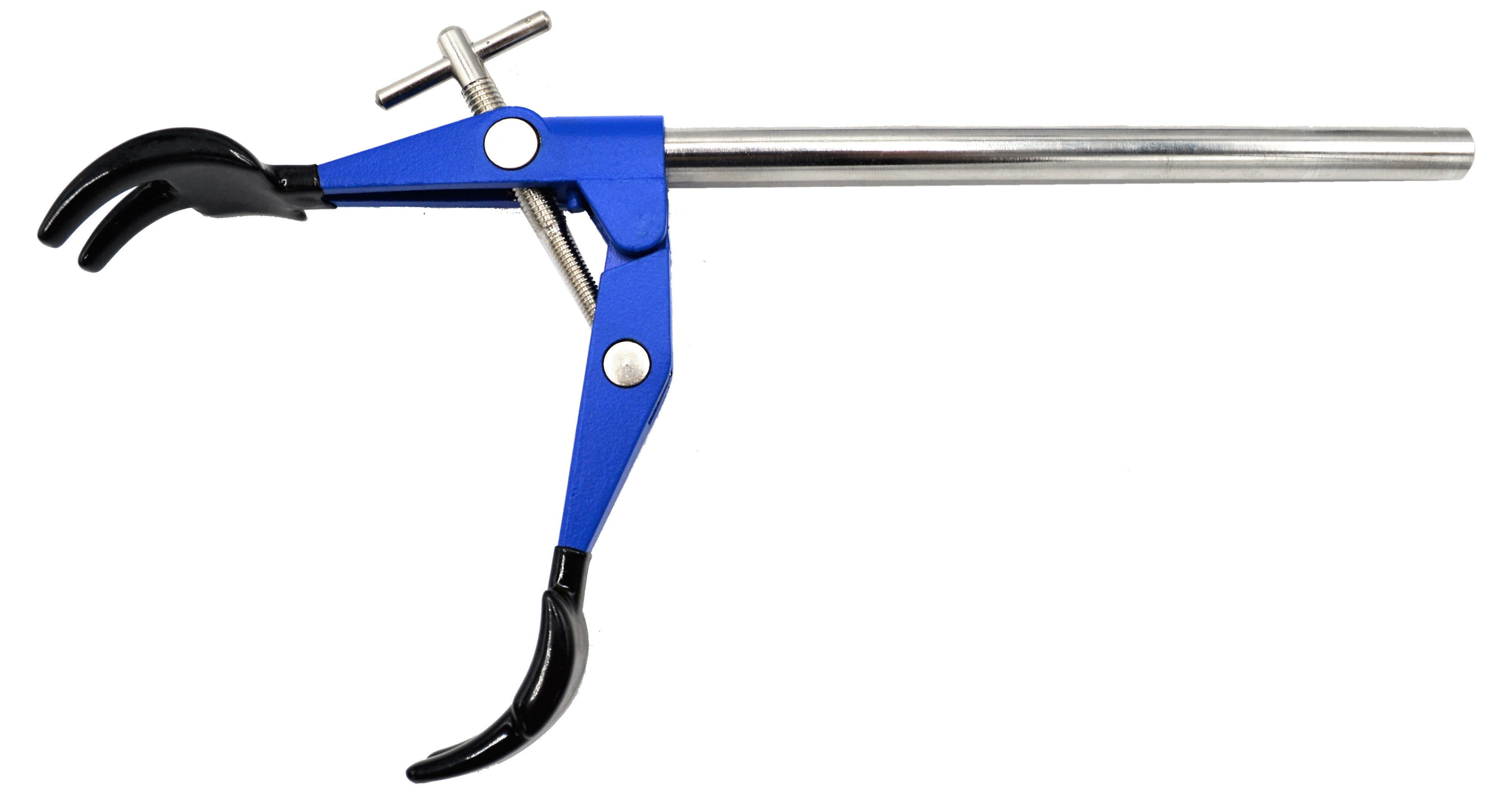 4 Finger Pronged, Vinyl Coated, Lab Clamp on Rod, 4.1" (10.5 cm) maximum clamp opening