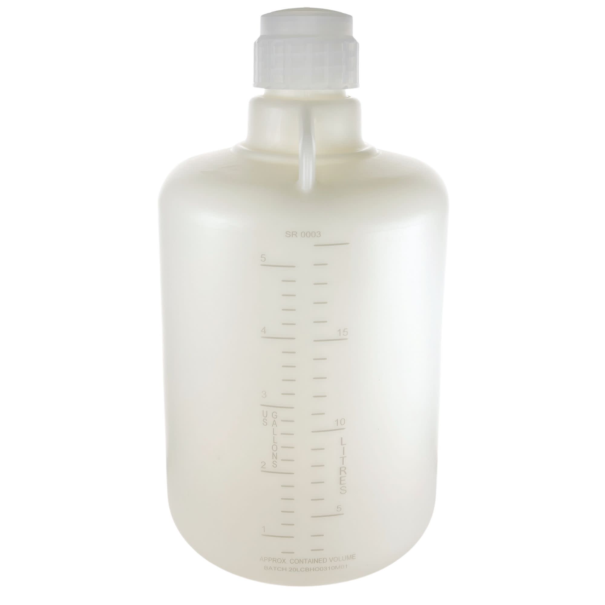 20L HDPE Carboy, Silicone-Lined Polypropylene Cap, Leakproof Tested, Non-Sterile