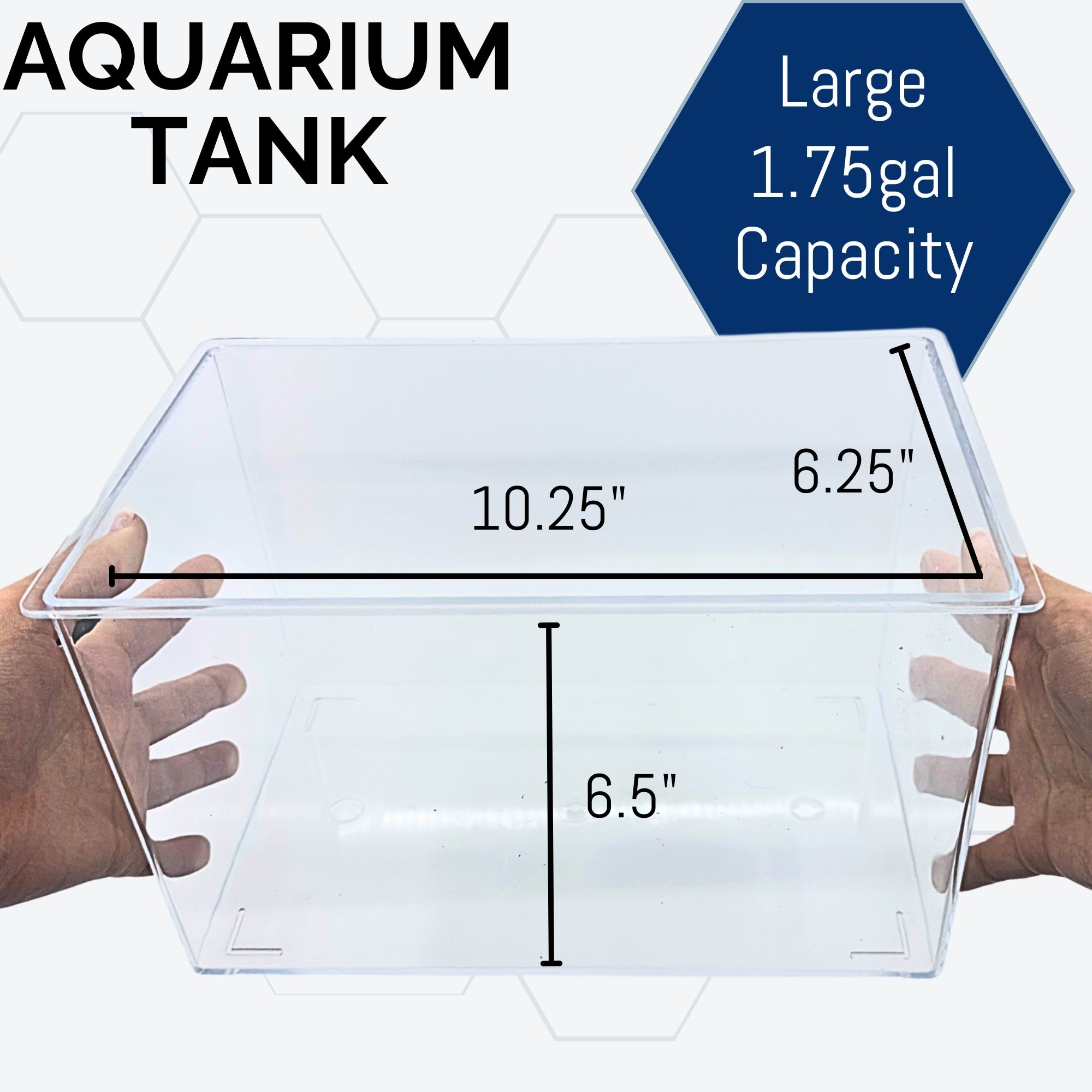 Eisco Labs - Aquarium Tank - Large 1.75 Gallon Molded Plastic Terrarium, Clear Polycarbonate Fish Tank or Insect Habitat with UV Protectant - 10.25" x 6.5" x 6.25"