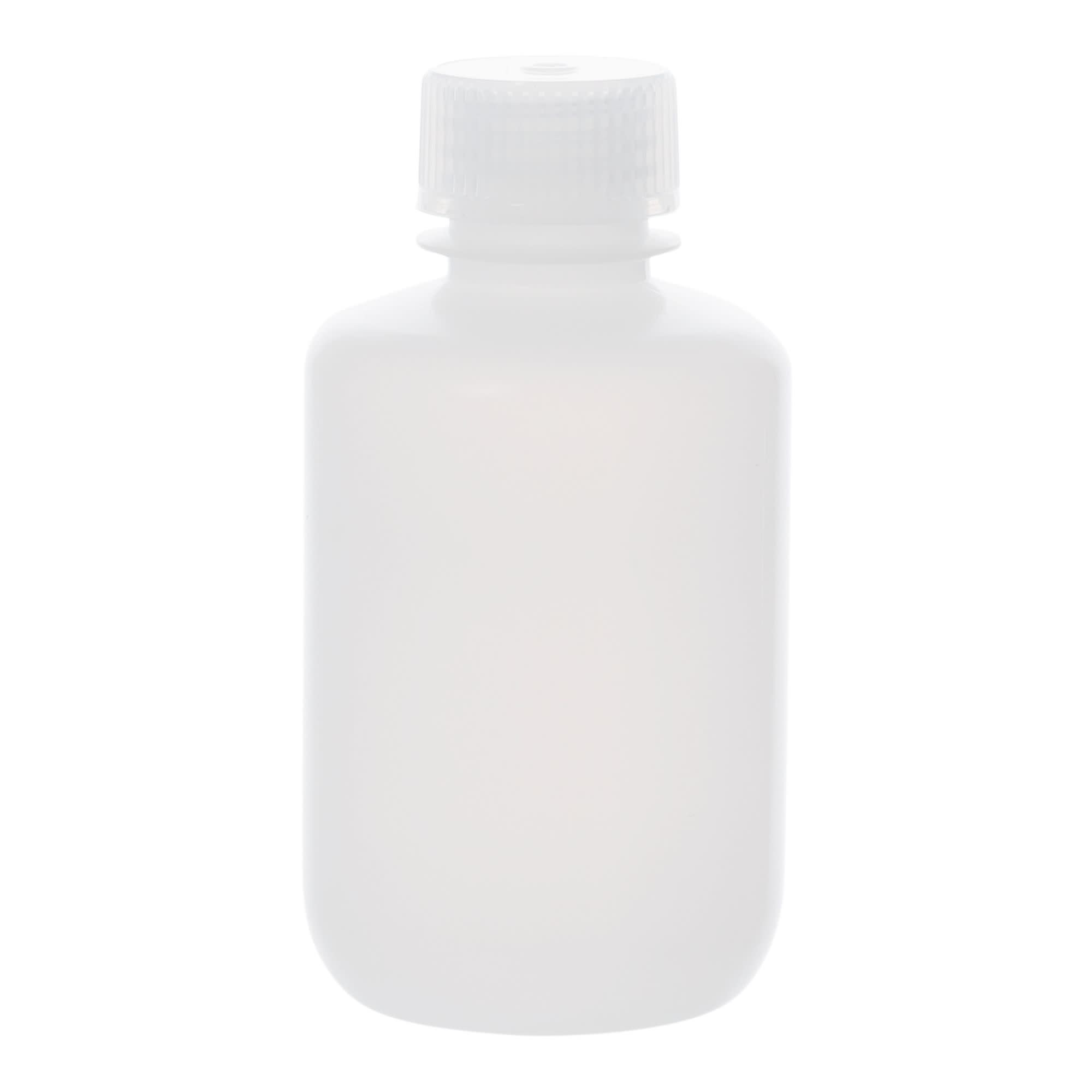 Pack of 12, 125mL Sterile Narrow Mouth HDPE Translucent Reagent Bottles with Polypropylene Caps