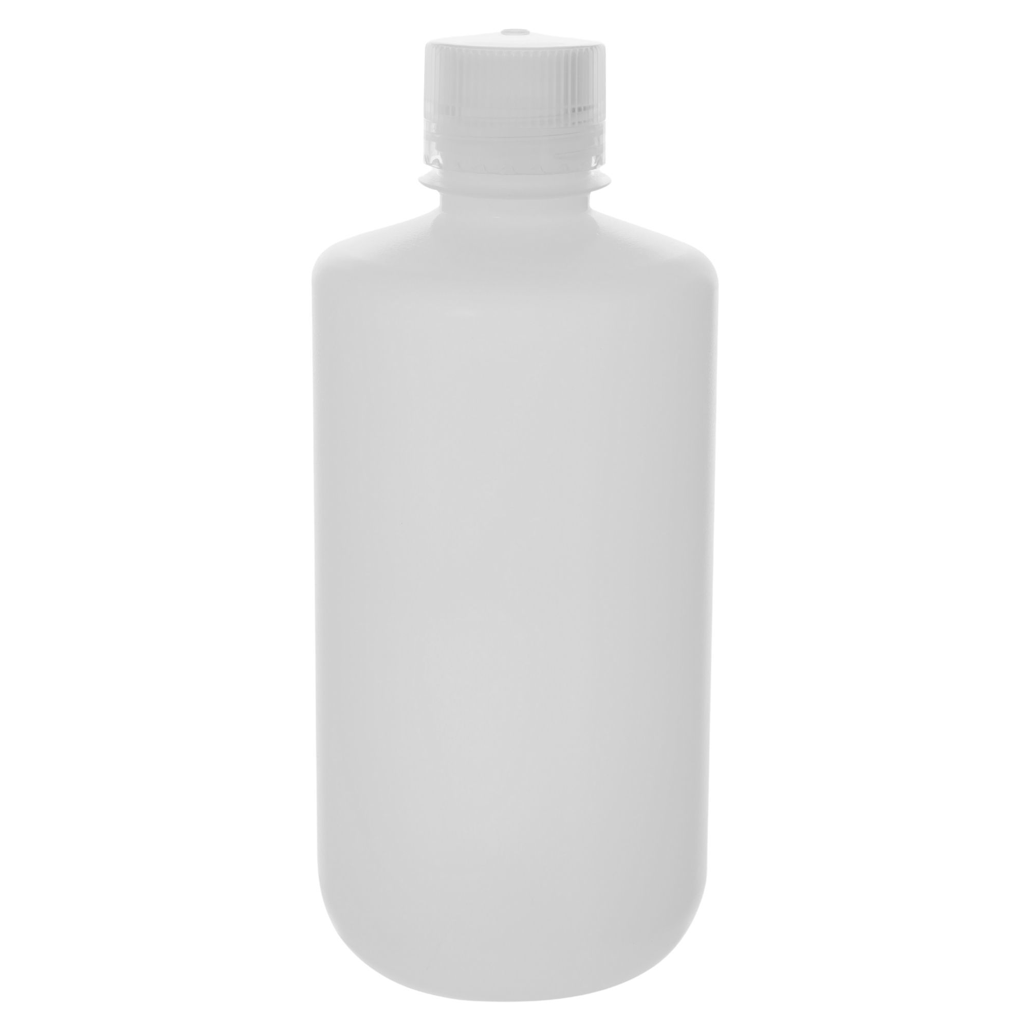 Pack of 12, 1L Narrow Mouth HDPE Translucent Reagent Bottles with Polypropylene Caps, Non-Sterile