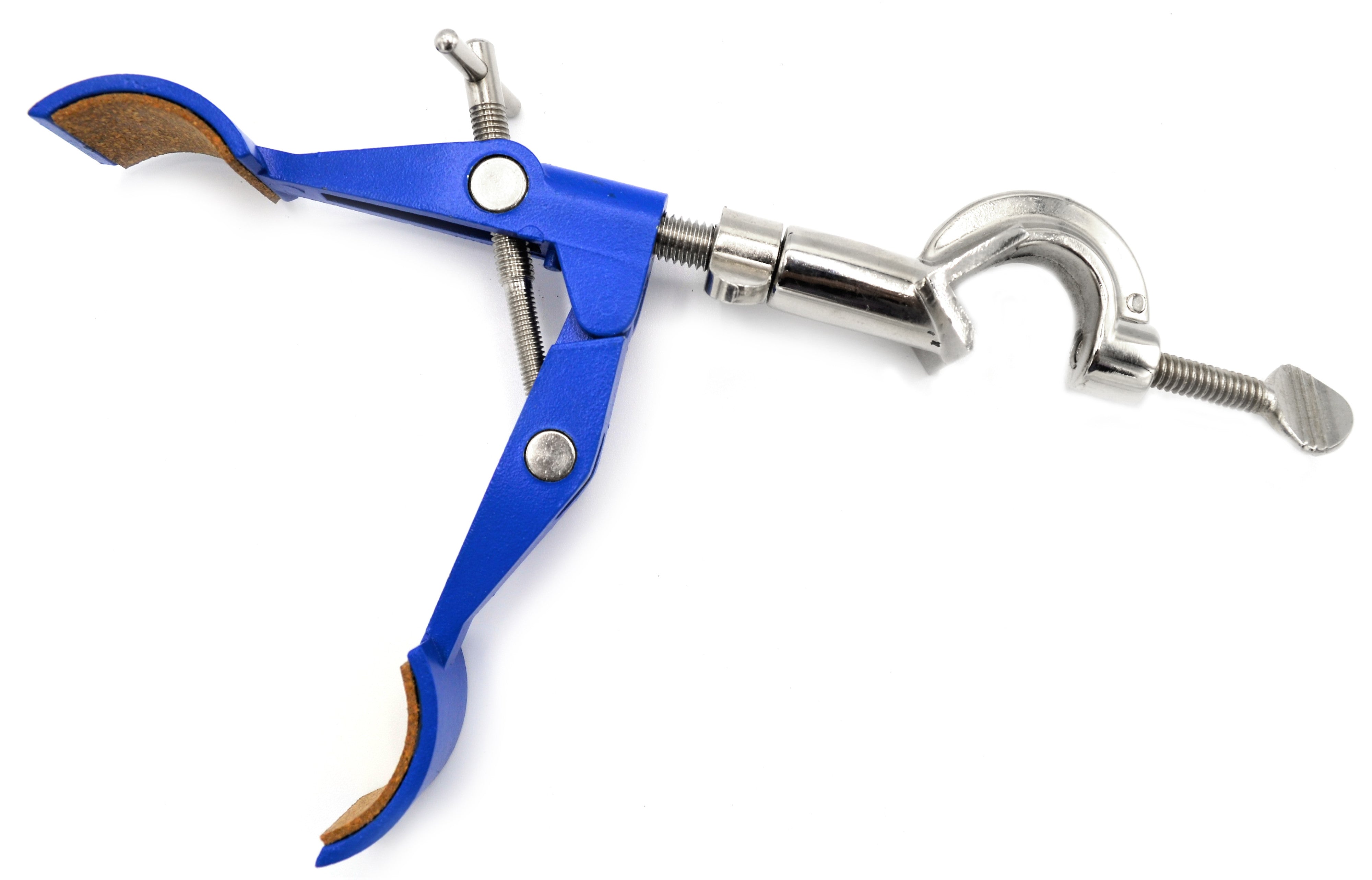2 Prong, Cork Lined, Lab Clamp with Boss Head,  4.625" (11.7 cm) Maximum Clamp Opening