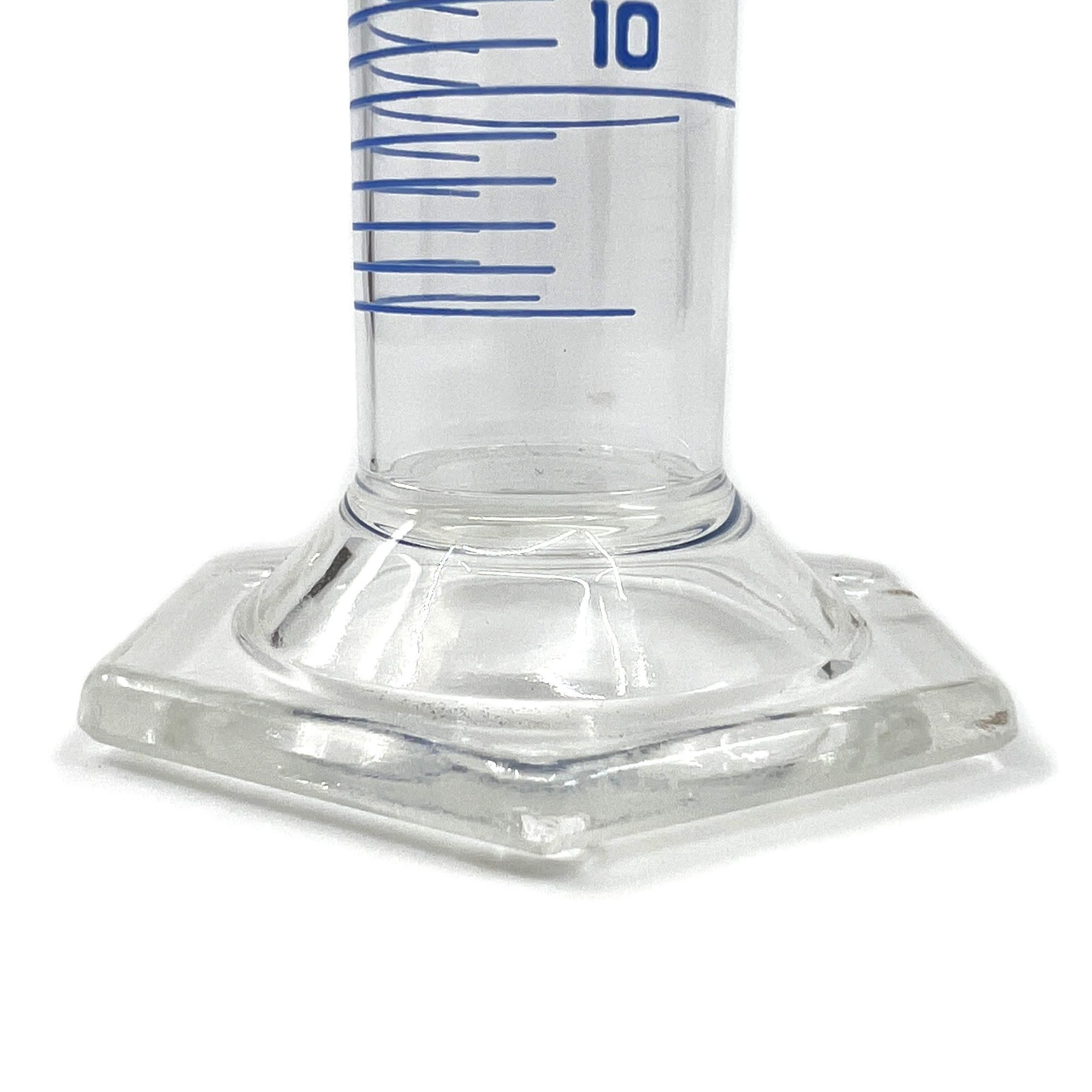 Borosilicate Glass ASTM Graduated Cylinder with Hexagonal Base and Guard, 50 ml, Class A with USP & Individual Work Certificate, Autoclavable