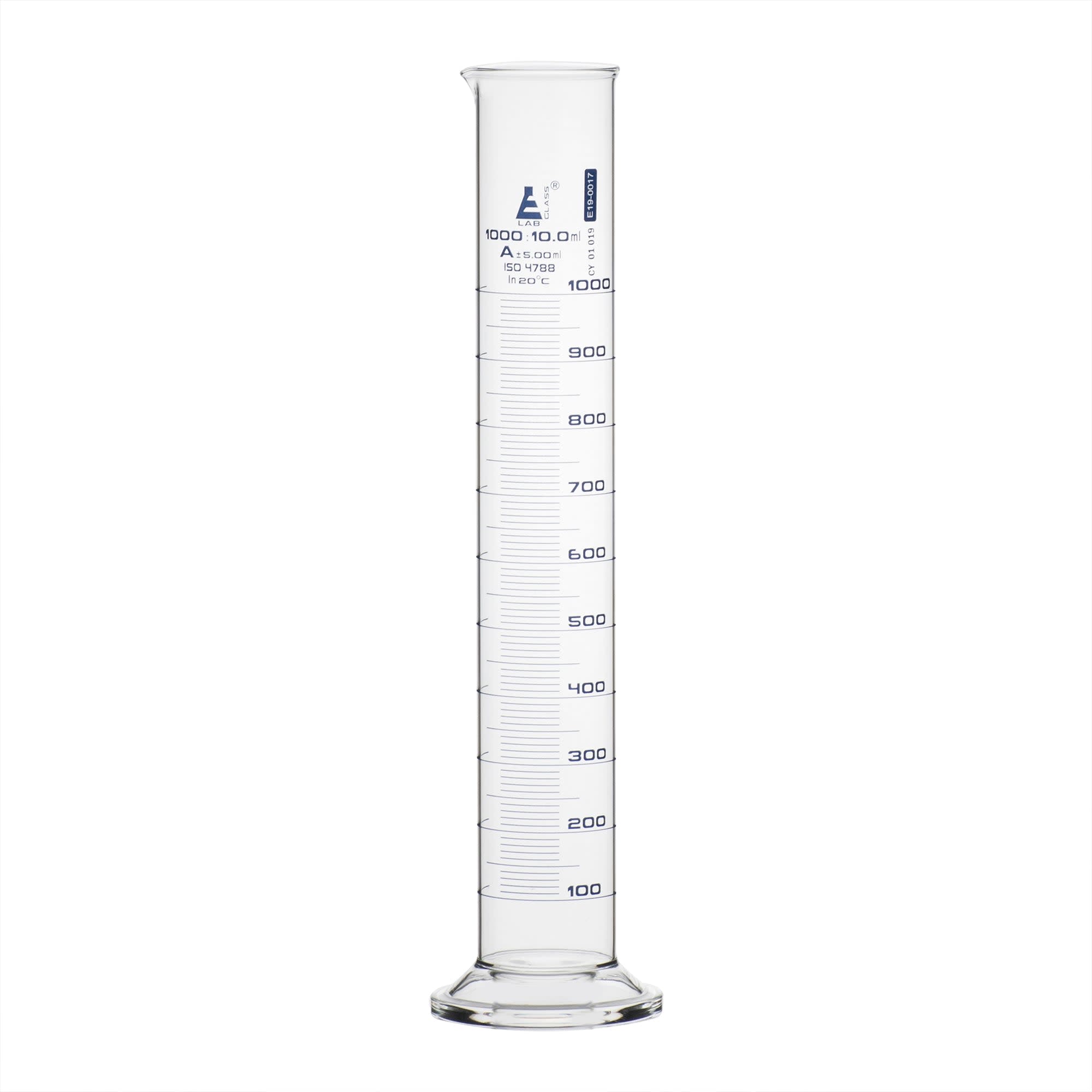 Borosilicate Glass Graduated Cylinder with Round Base, 1000 ml, Class A with Individual Work Certificate