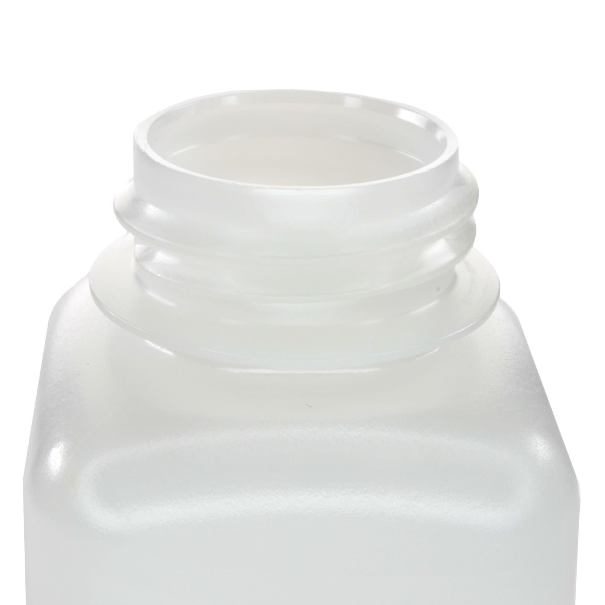 Pack of 12, Sterile 175mL Square HDPE Reagent Bottles with Wide Mouth Polypropylene Caps, Translucent