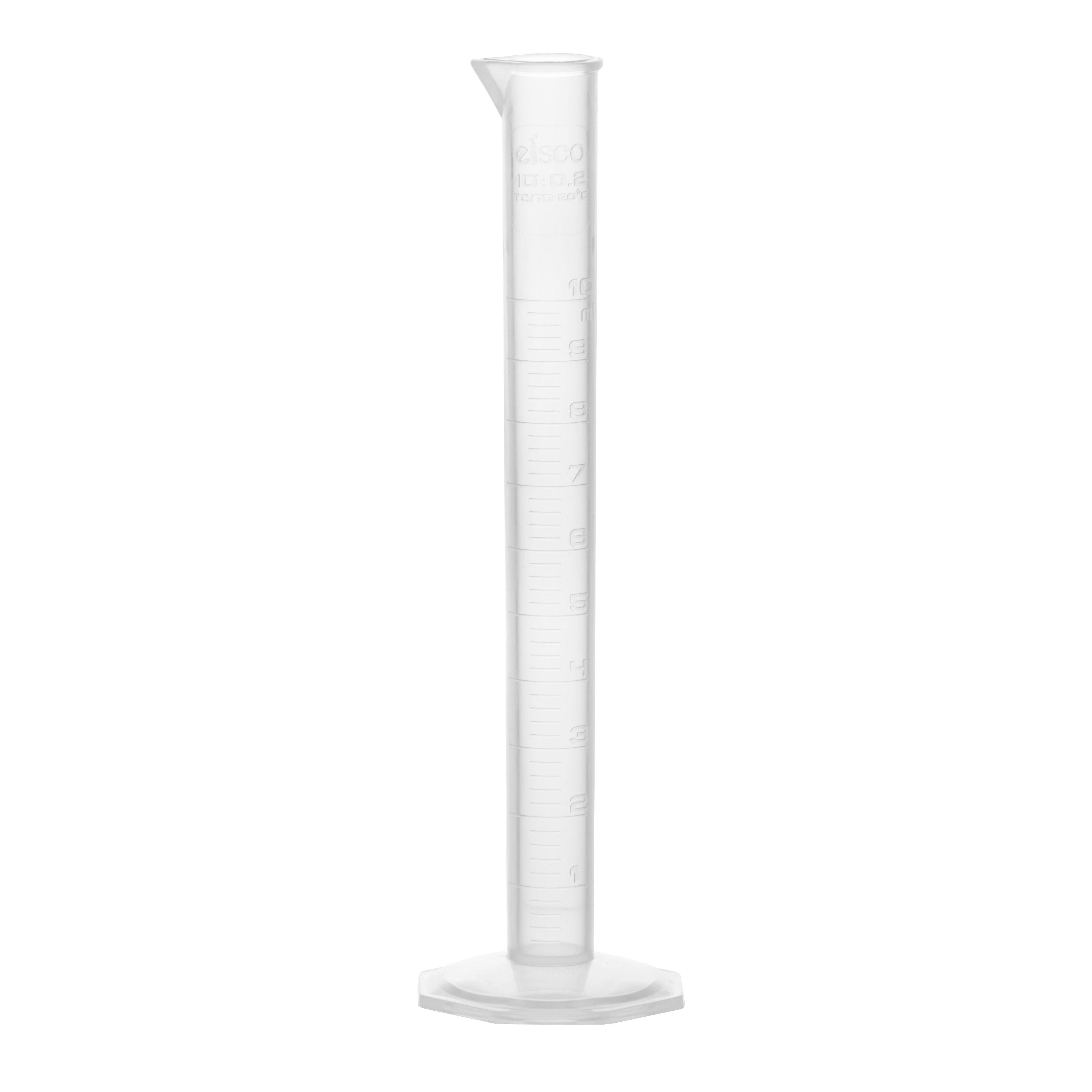 Polypropylene Graduated Cylinder, 10ml,  0.2ml Graduation, Hexagonal Base, Class B, Autoclavable