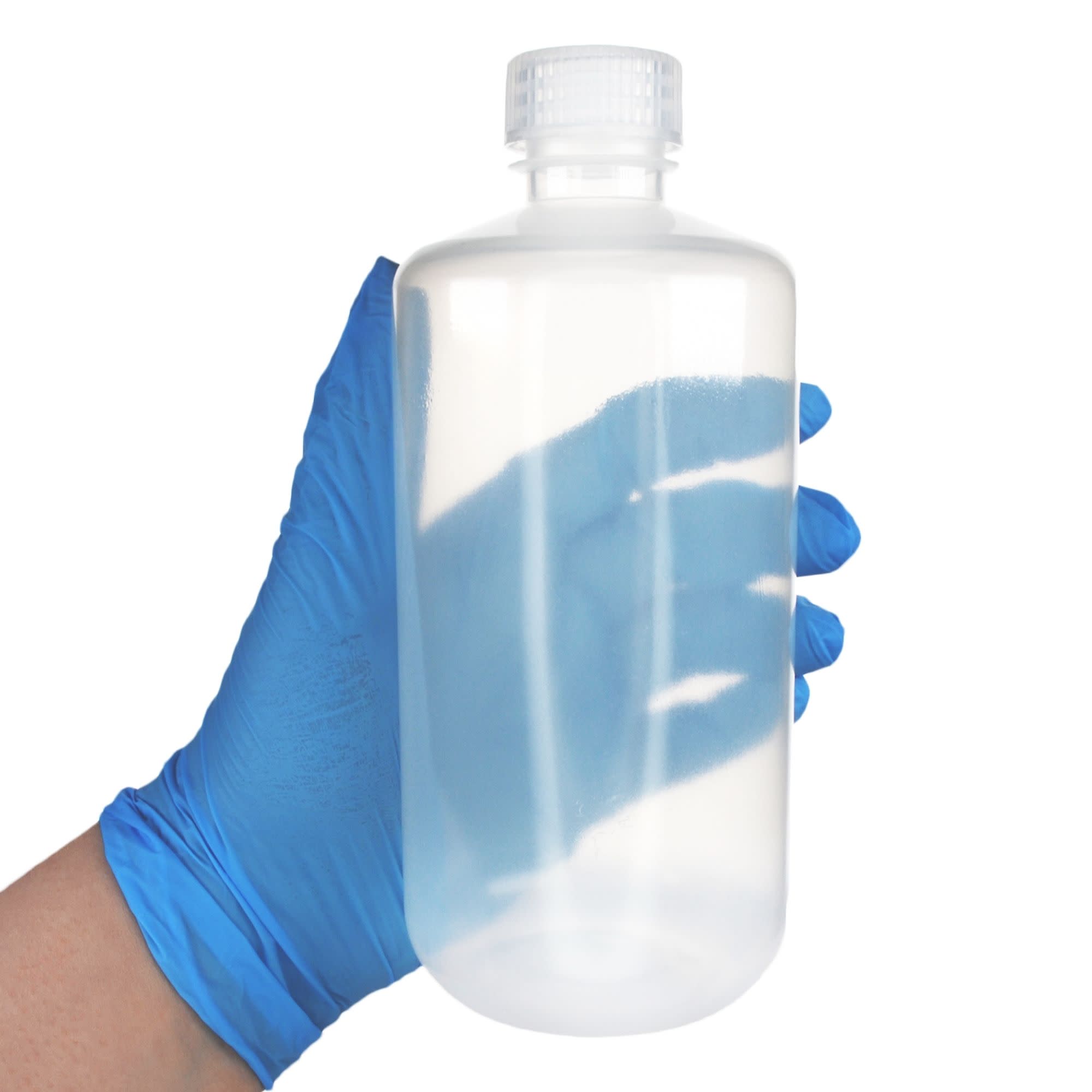 Bulk Pack of 125, 500mL Narrow Mouth Polypropylene Translucent Reagent Bottles with Polypropylene Caps, Non-Sterile