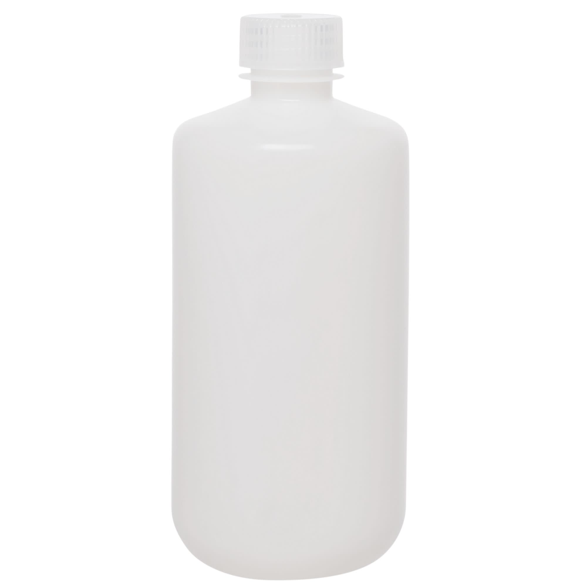 Pack of 12, 500mL Narrow Mouth HDPE Translucent Reagent Bottles with Polypropylene Caps, Non-Sterile