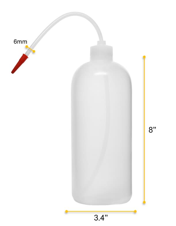 Low Density Polyethylene (LDPE) Wash Bottle, 1000 ml, Flexible Delivery Tube