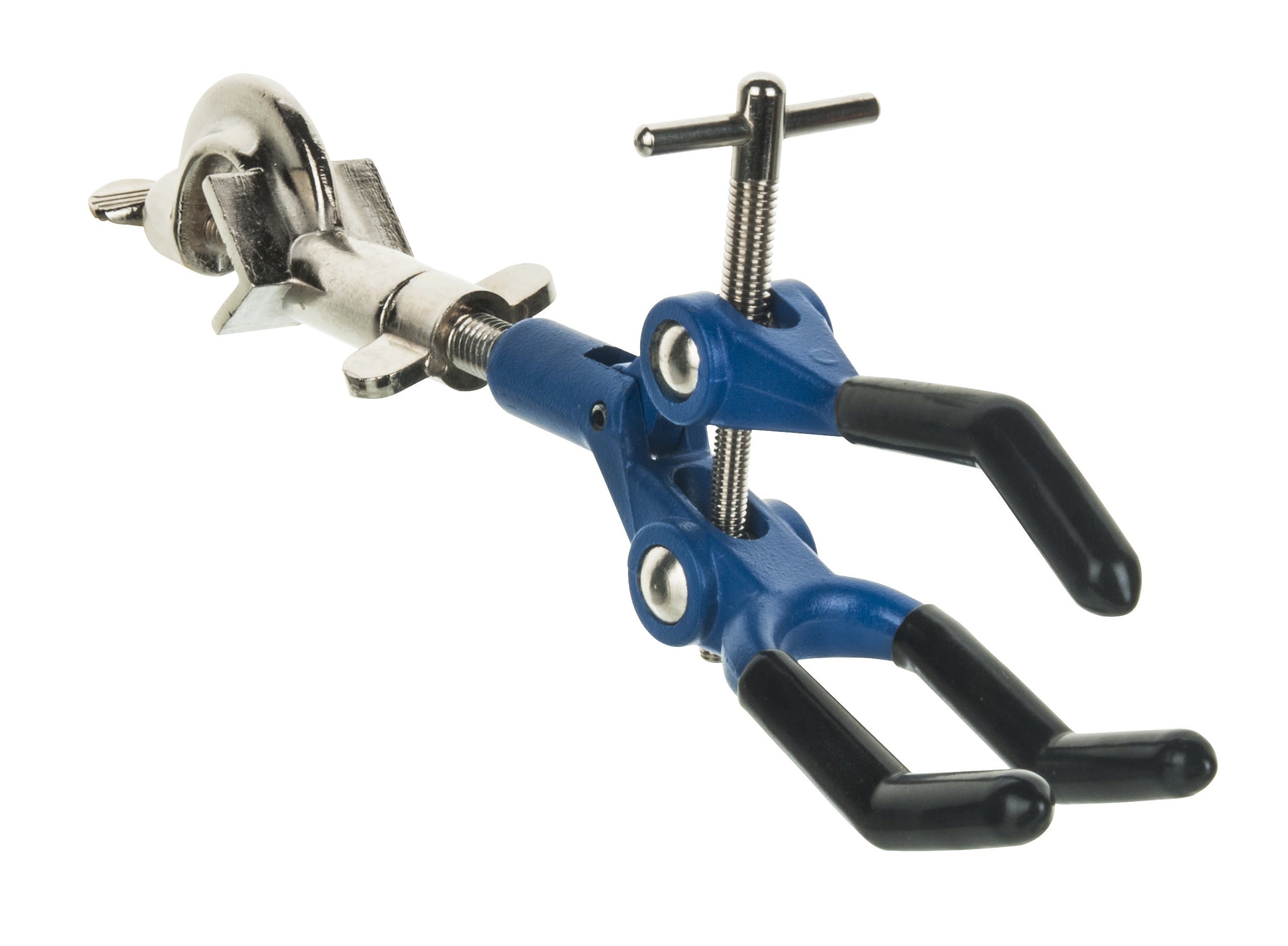 3 Finger, Vinyl Coated, Lab Clamp with Boss Head,  4.125" (10.5 cm) Maximum Clamp Opening