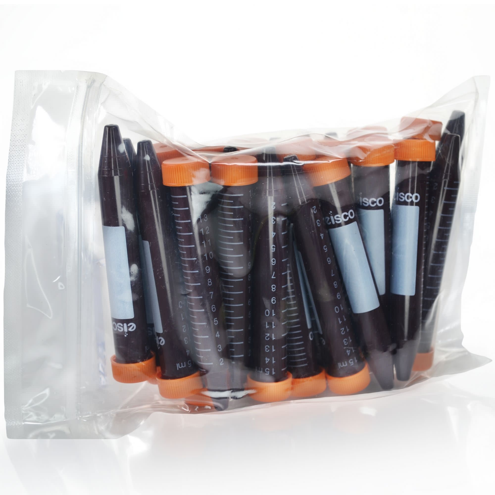 Pack of 25, 15mL Non-Sterile Amber Centrifuge Tubes, Polypropylene, Flat Cap, Lab-Grade