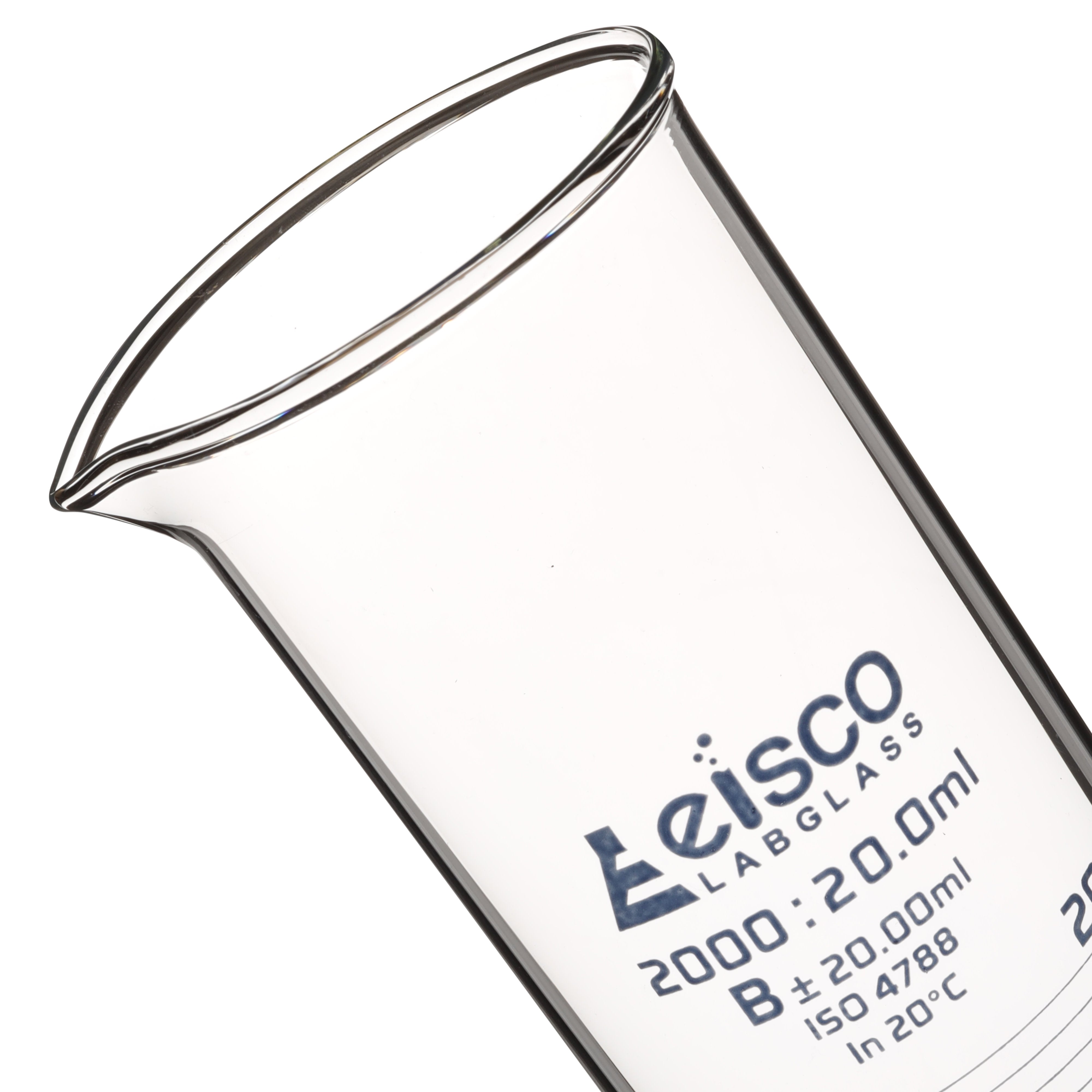 Borosilicate Glass Graduated Cylinder, 2000 ml, 20.0 ml Graduation, Class B, Autoclavable