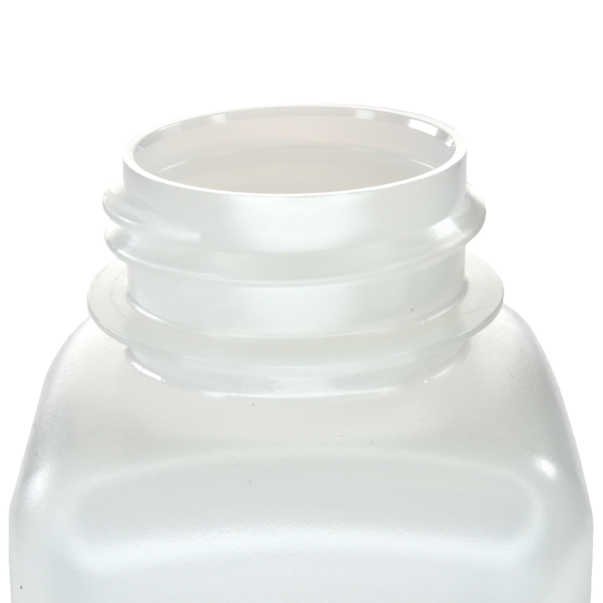 Pack of 12, Sterile 250mL Square HDPE Reagent Bottles with Wide Mouth Polypropylene Caps, Translucent