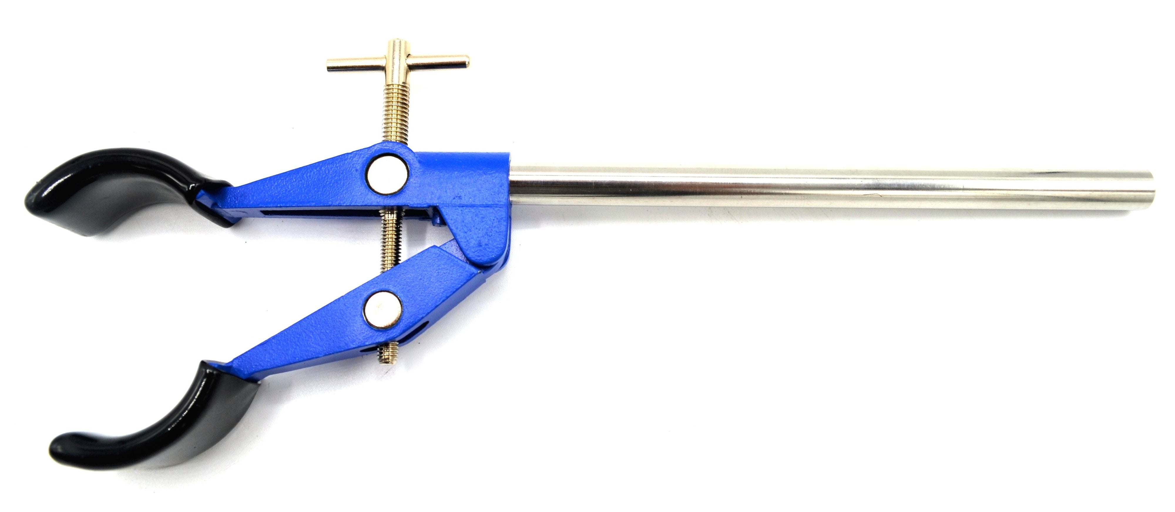 2 Prong, Vinyl Coated, Lab Clamp on Rod,  4.75" (12 cm) Maximum Clamp Opening