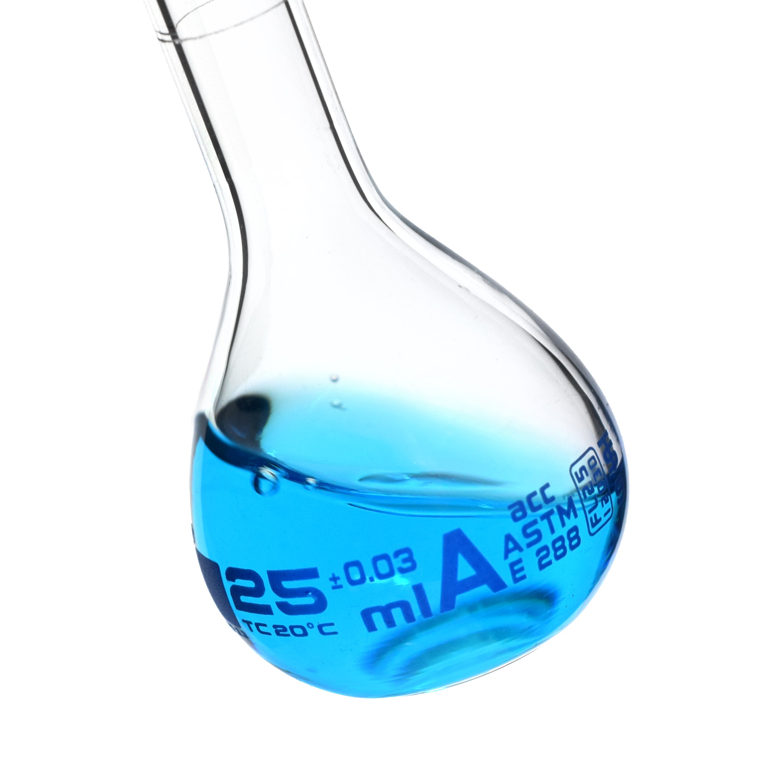 Borosilicate Glass Safety Pack Volumetric Flask Set with Glass Stoppers (10 ml, 25 ml, 50 ml),  Class A, ASTM, Autoclavable