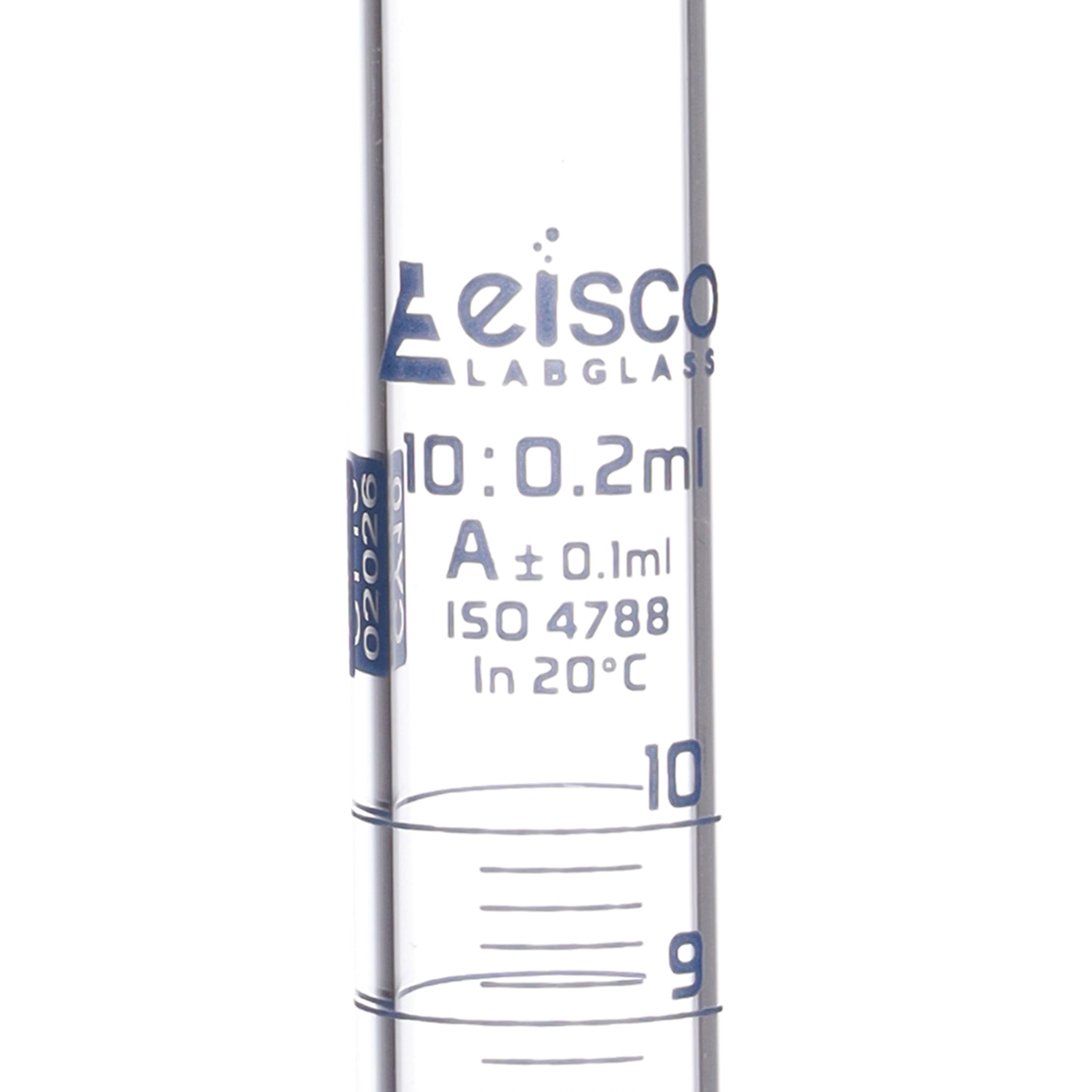 Borosilicate Glass Graduated Cylinder, 10 ml, 0.2 ml Graduation, Class A, Autoclavable