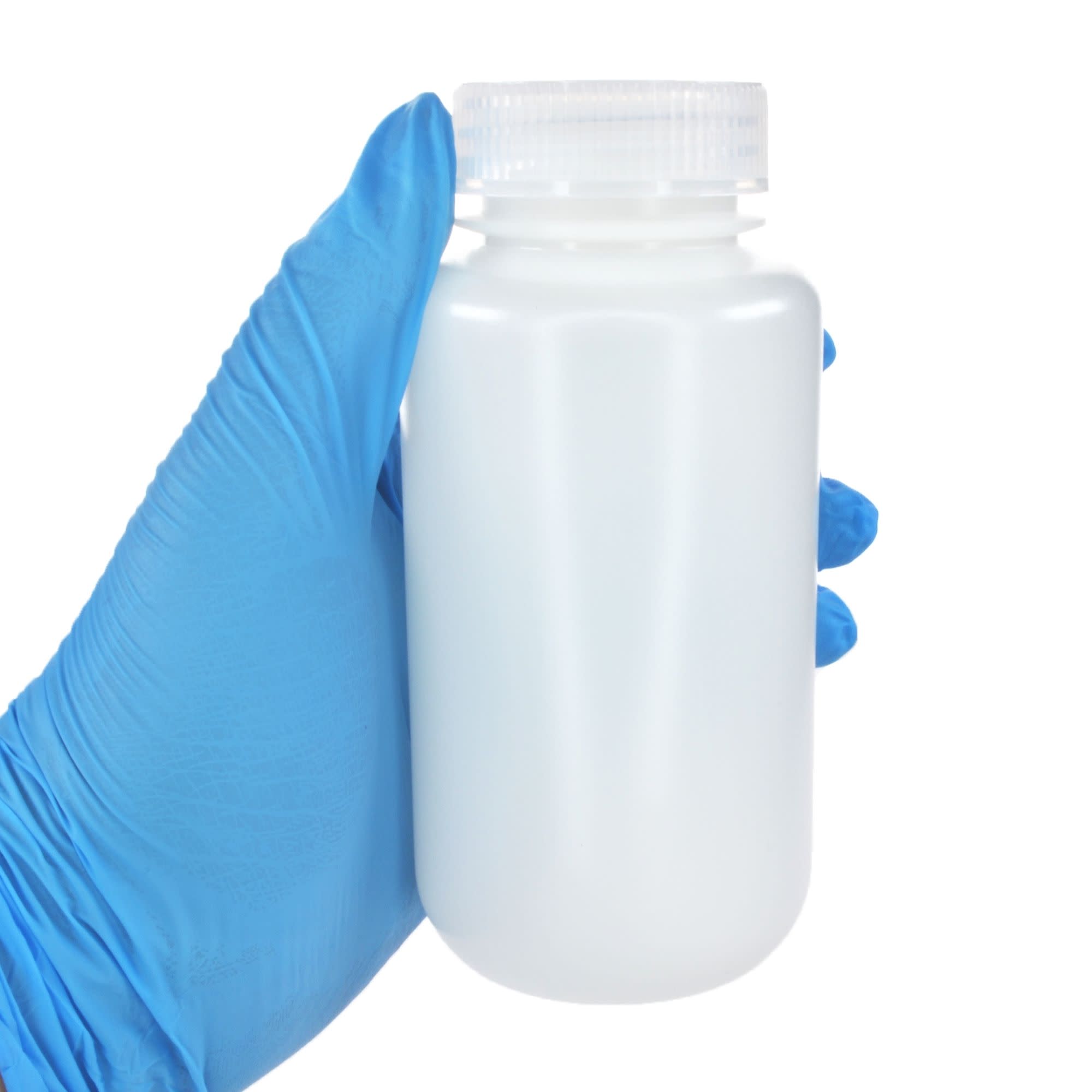 250mL Wide Mouth HDPE Reagent Bottles with Polypropylene Caps, Non-Sterile, Pack of 12