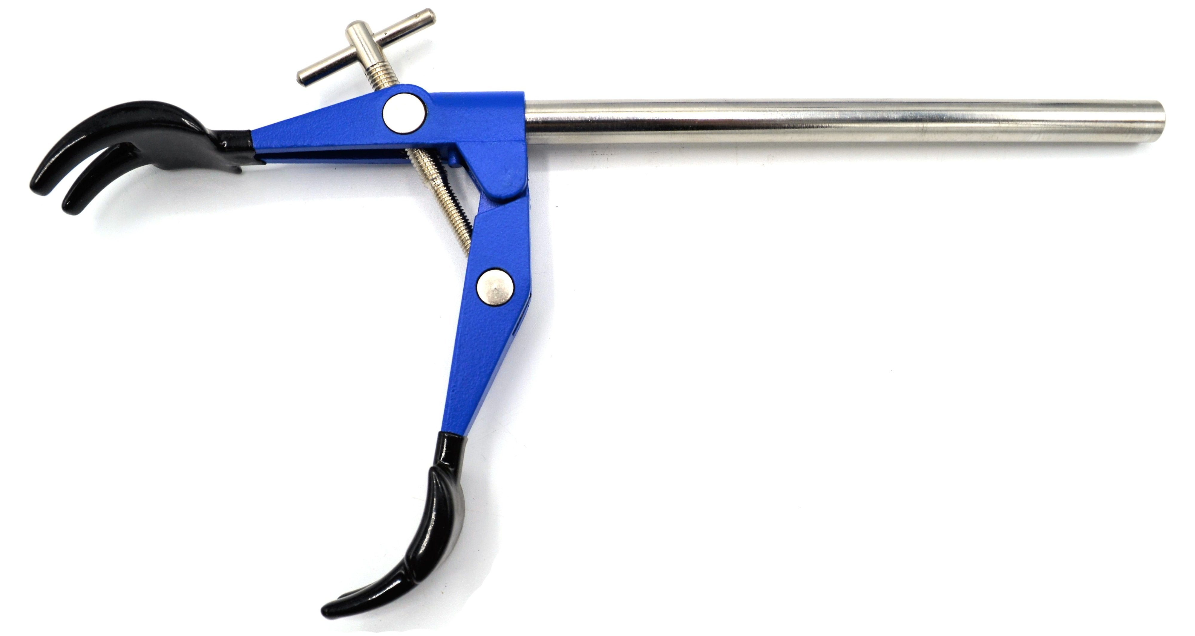 4 Finger Pronged, Vinyl Coated, Lab Clamp on Rod, 4.1" (10.5 cm) maximum clamp opening