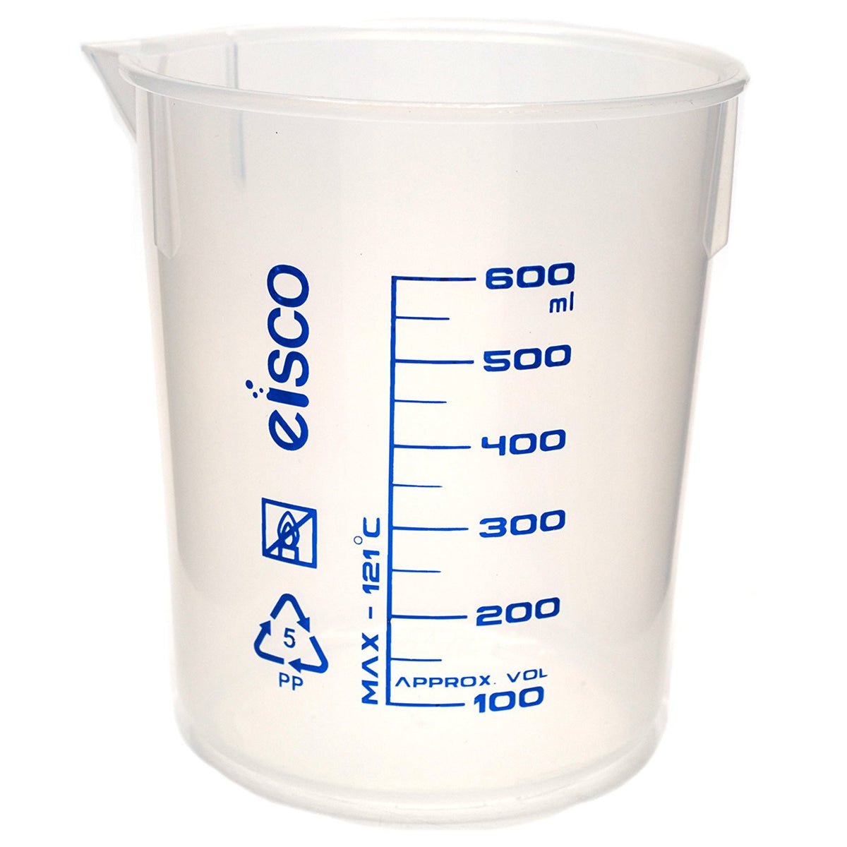 Printed Polypropylene Beaker, 600ml, 50ml Graduation, Autoclavable ...