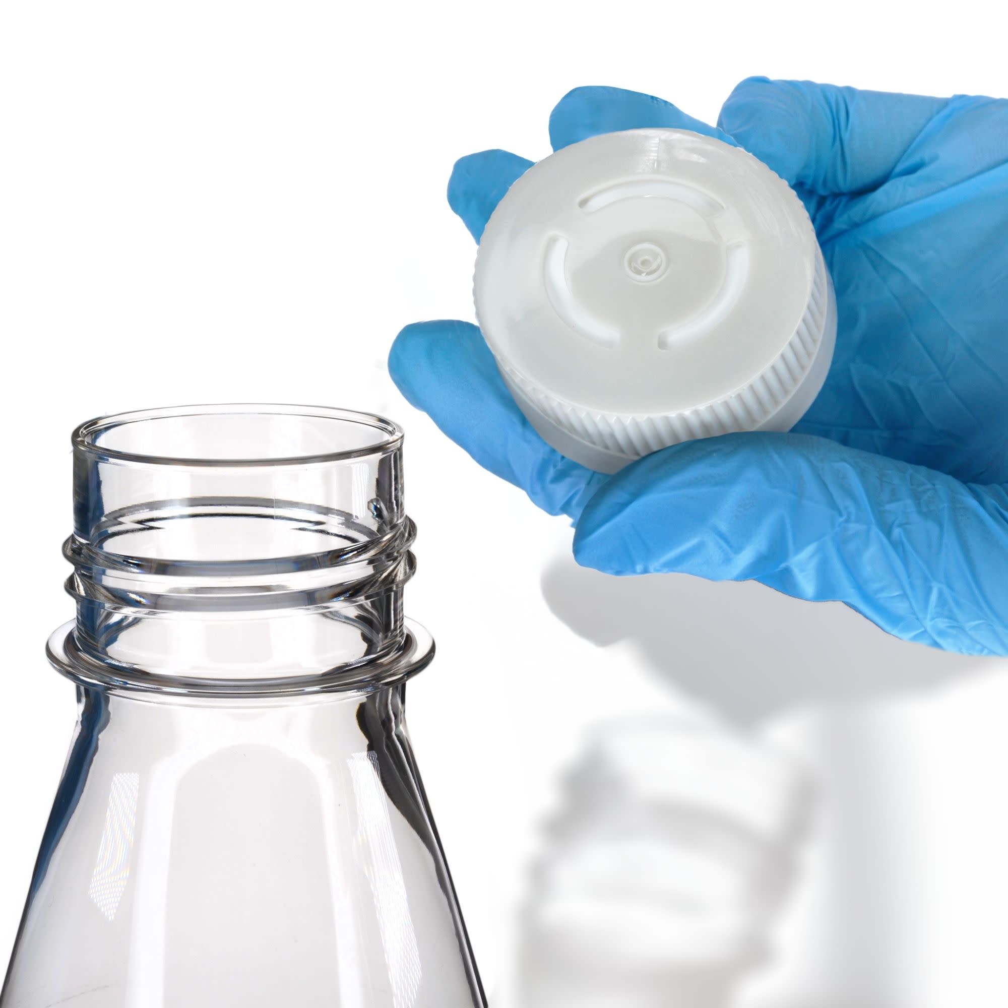 Pack of 6, 1L Sterile PETG Erlenmeyer Flasks, Vented, Flat Bottom, Lab-Grade, Gamma Sterilized, USP Class VI