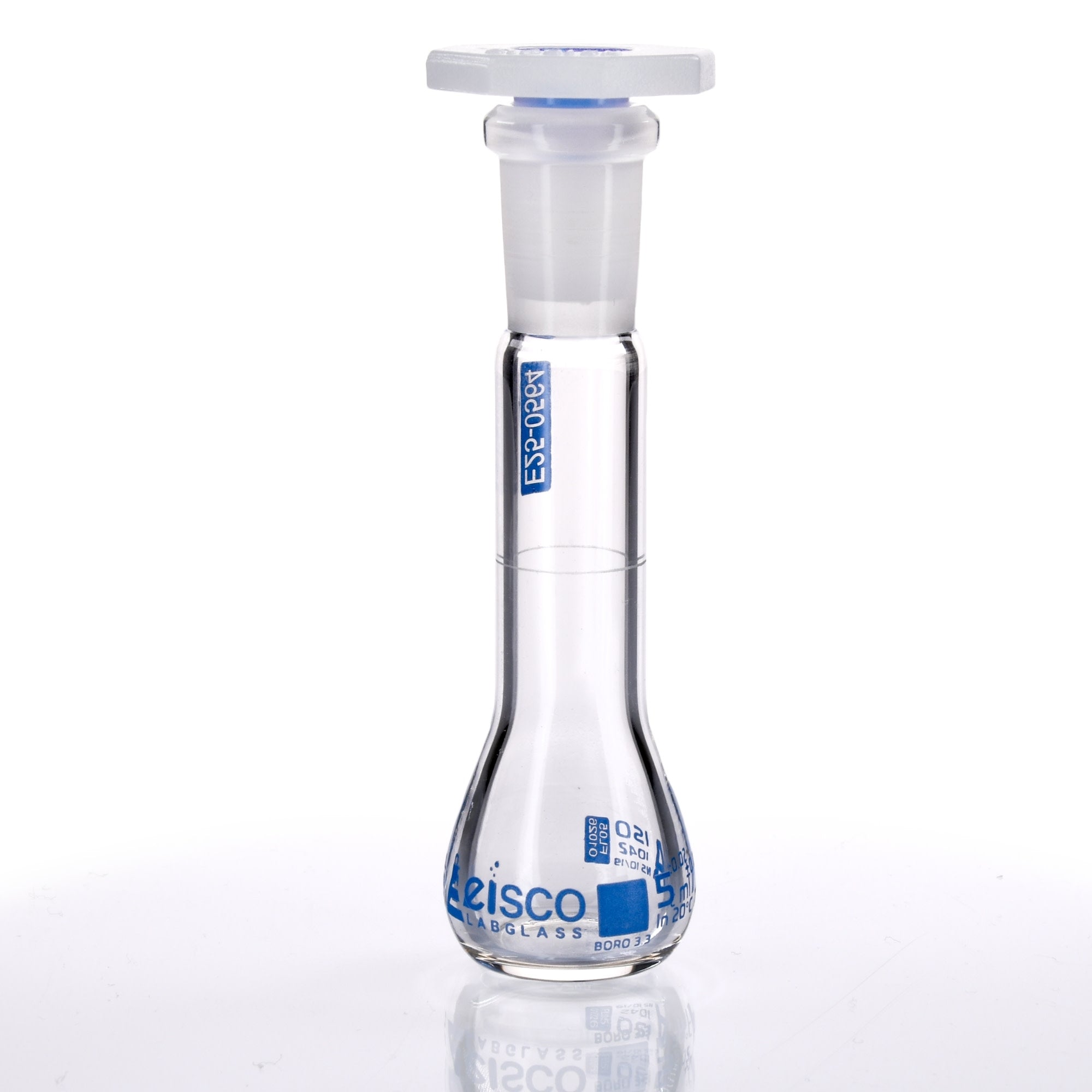 Borosilicate Glass Volumetric Flask with Solid Glass Stopper, 5 ml, USP Class A with Individual Work Certificate,  Pack of 2, Autoclavable