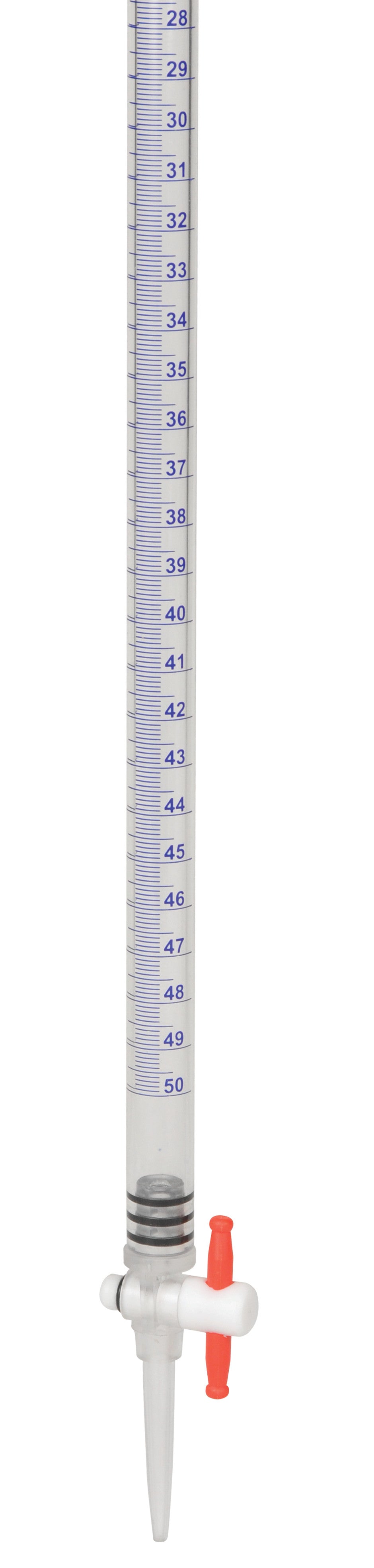 Acrylic Graduated Burette with PTFE Stopcock, 50 ml, 0.10 ml Graduation