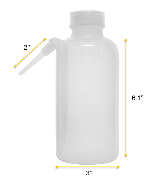 Low Density Polyethylene (LDPE) Wash Bottle, 500 ml, Non Flexible Integrated Delivery Tube