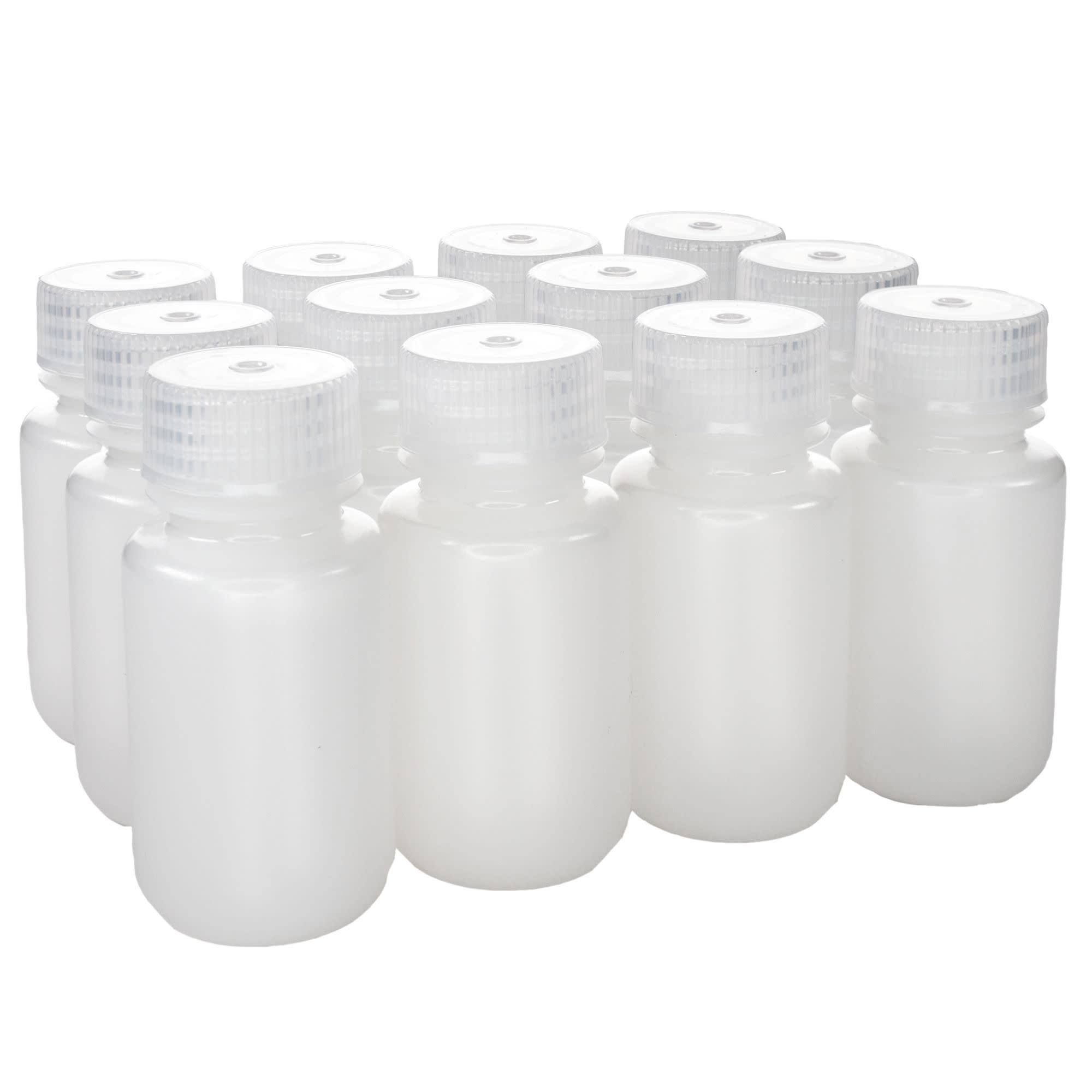 60mL Wide Mouth HDPE Reagent Bottles with Polypropylene Caps, Non-Sterile, Pack of 12