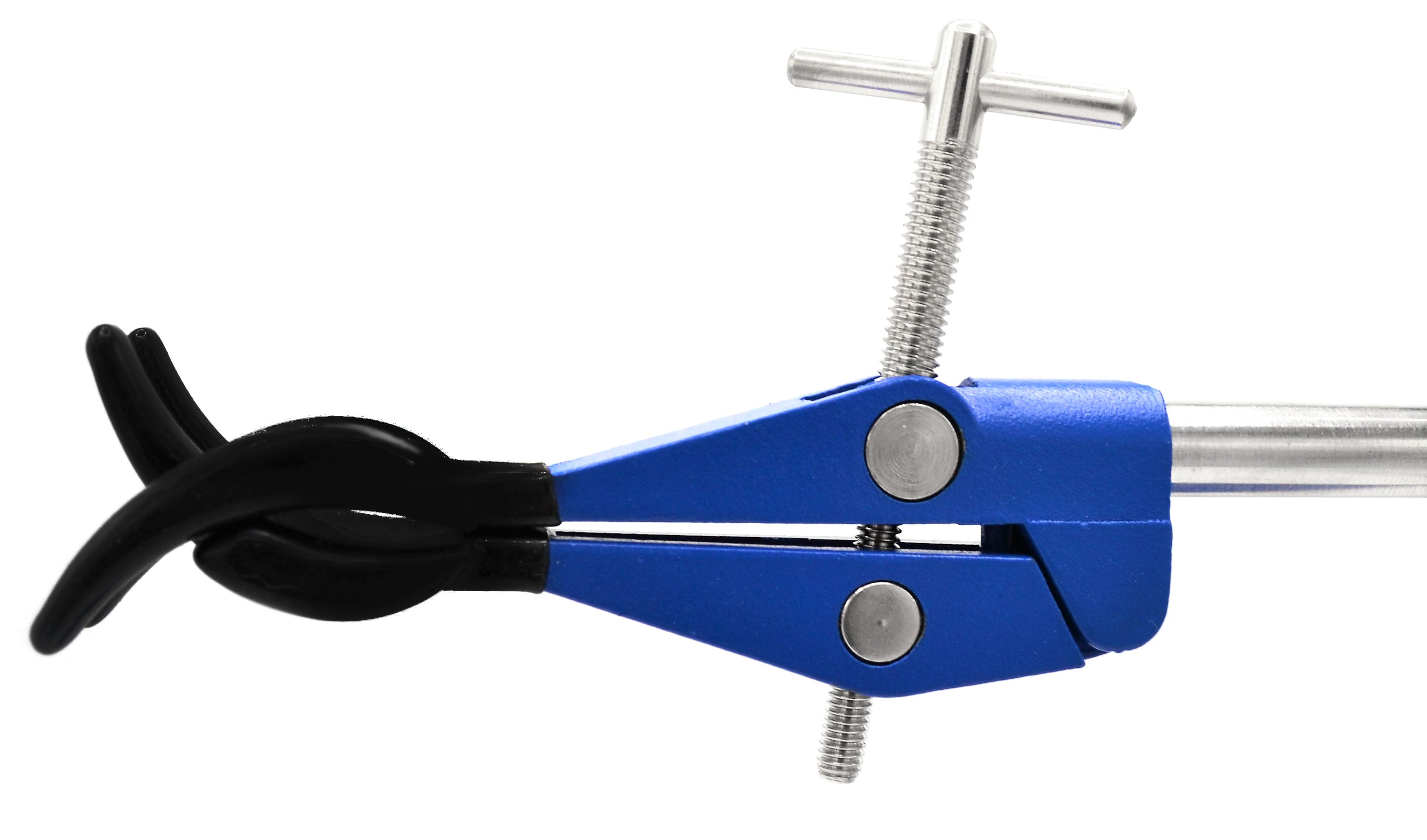 4 Finger Pronged, Vinyl Coated, Lab Clamp on Rod, 4.1" (10.5 cm) maximum clamp opening