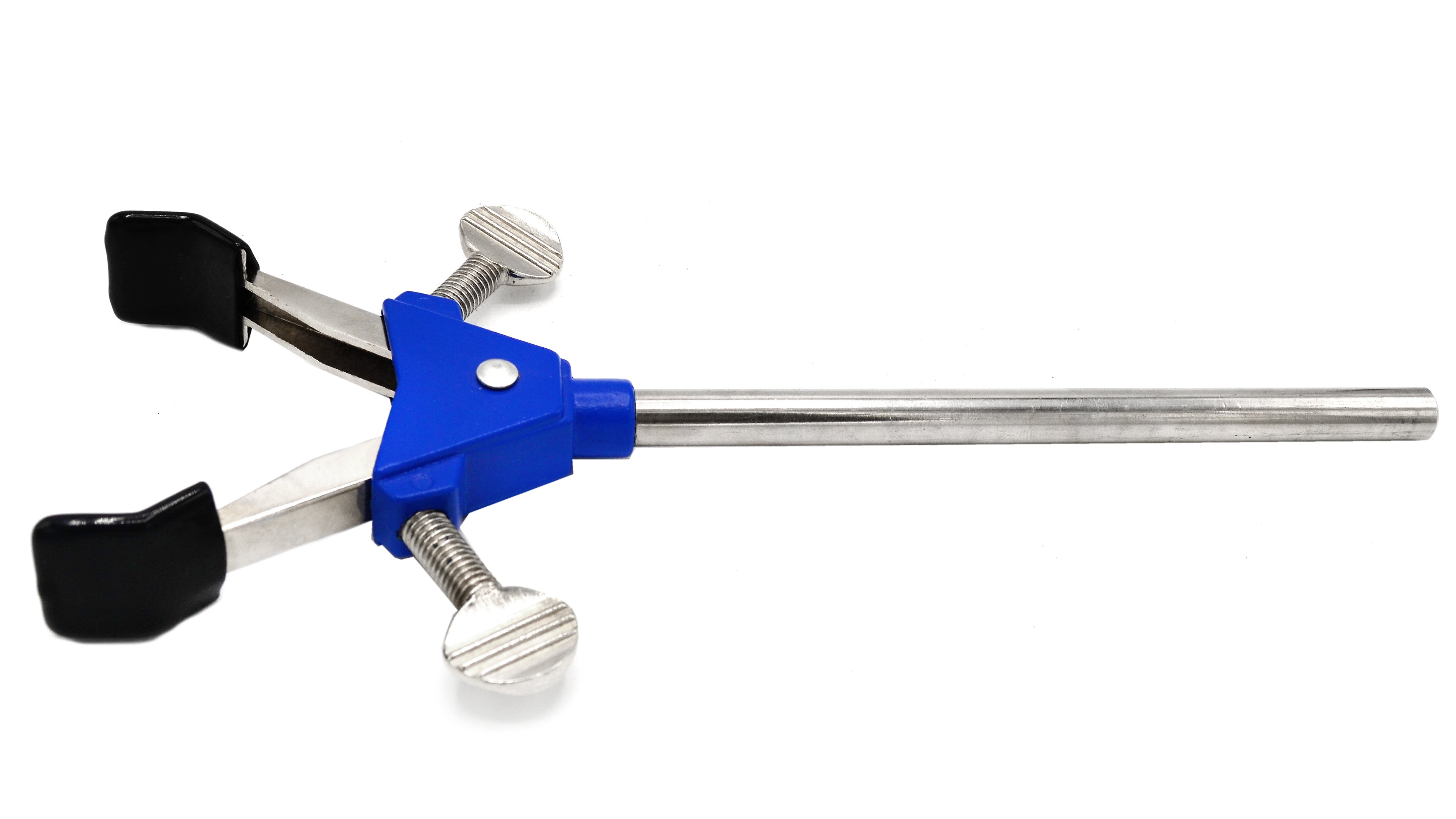 2 Prong, Vinyl Coated, Dual Adjustment Lab Clamp on Rod,  2.75" (7 cm) Maximum Clamp Opening