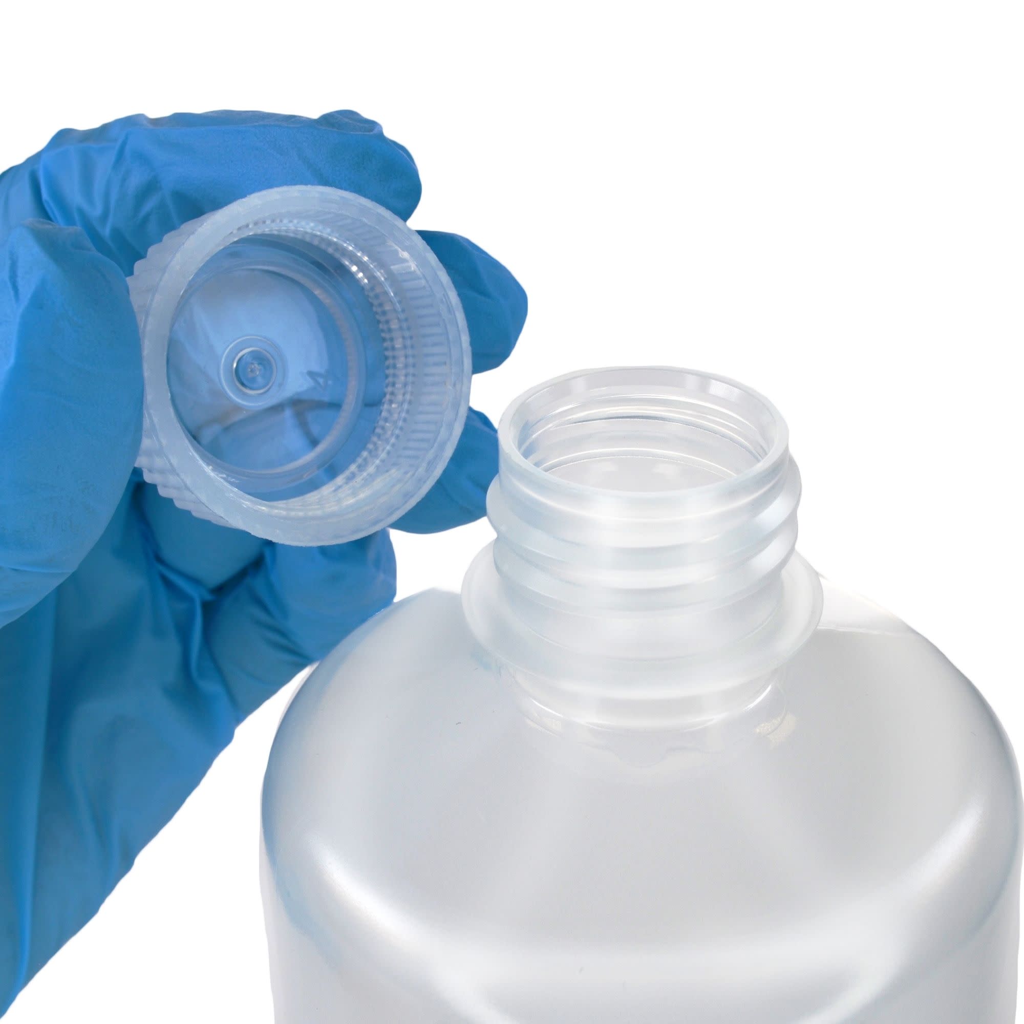 Bulk Pack of 125, 500mL Narrow Mouth Polypropylene Translucent Reagent Bottles with Polypropylene Caps, Non-Sterile