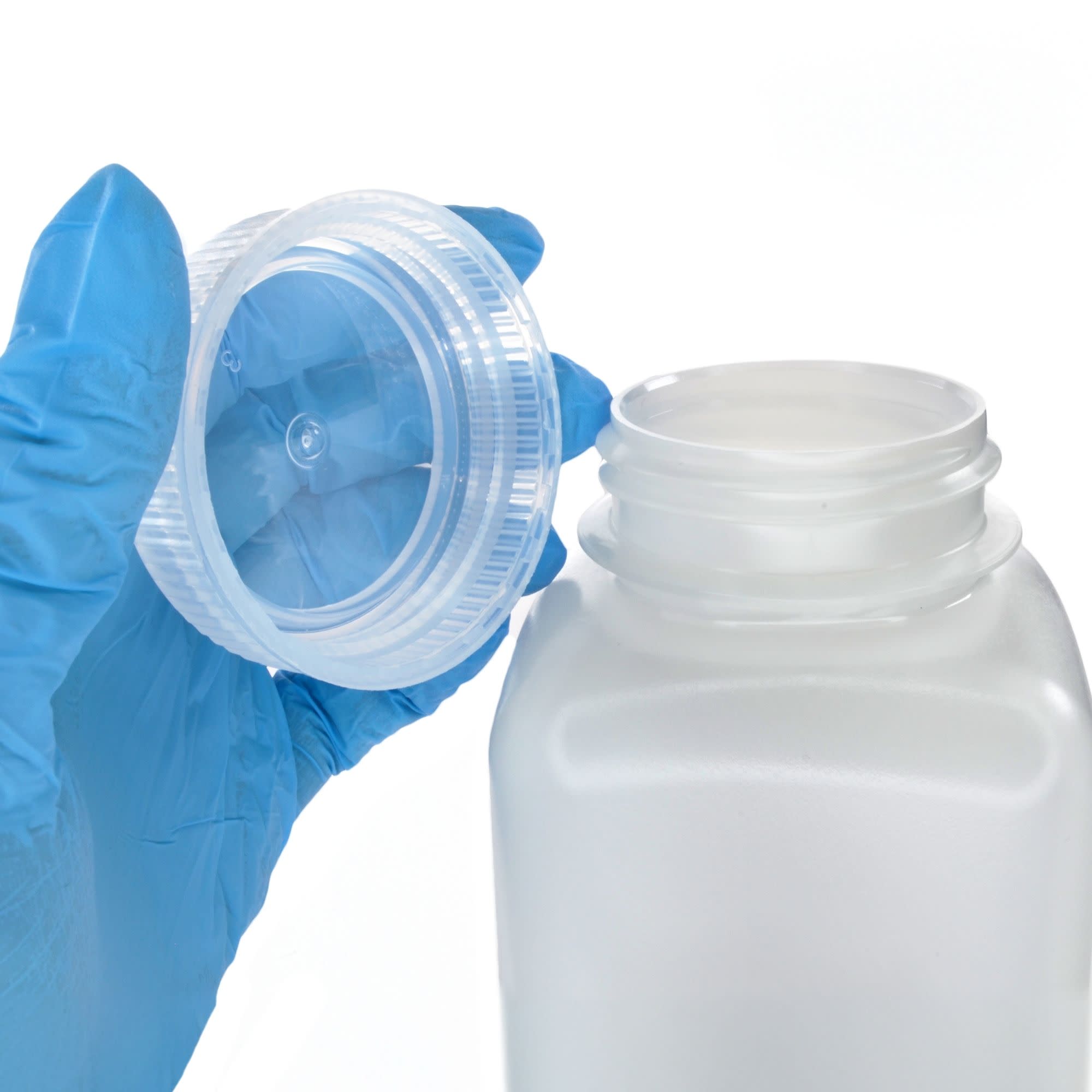 Pack of 12, 500mL Square HDPE Reagent Bottles with Wide Mouth Polypropylene Caps, Translucent, Non-Sterile