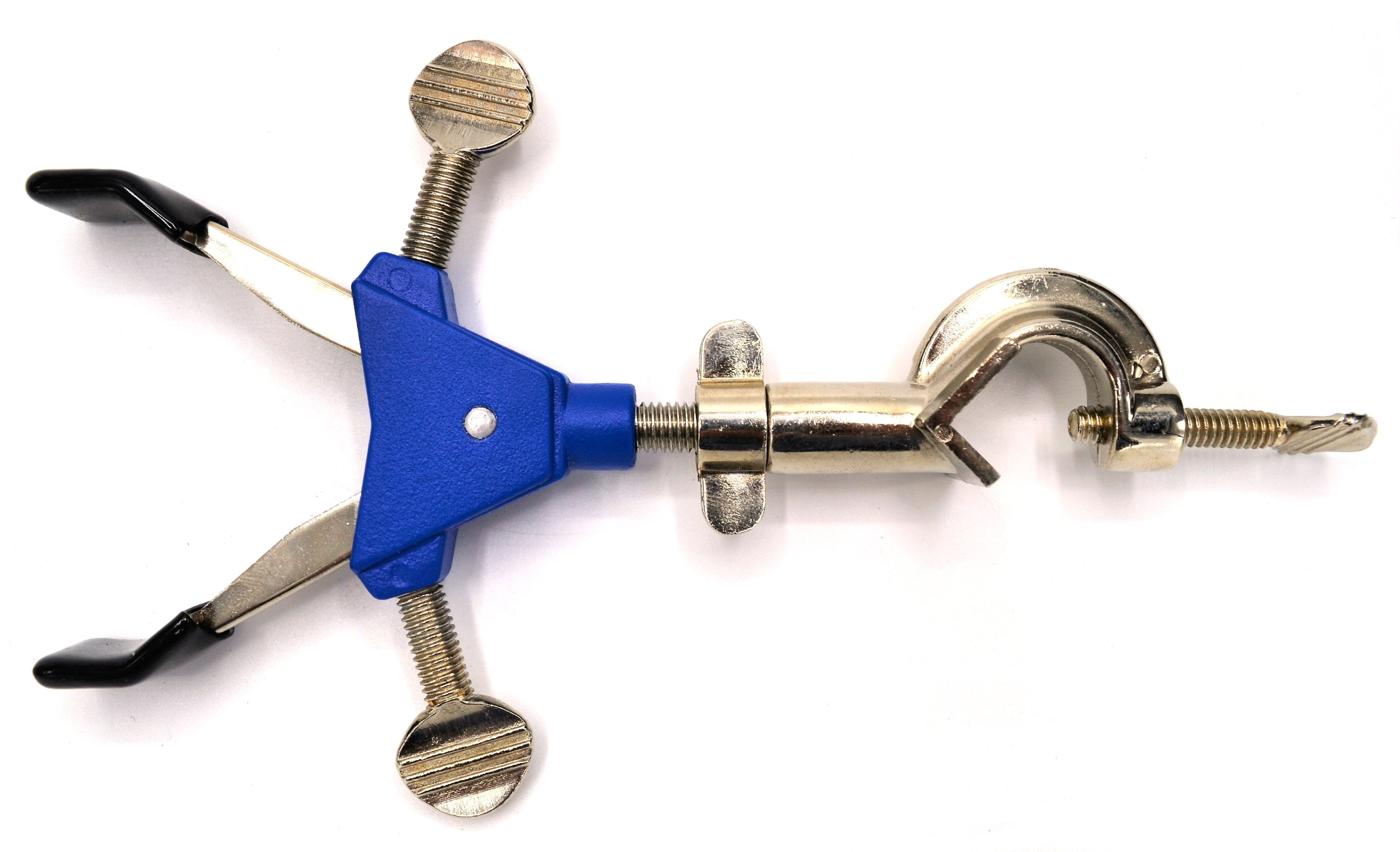 2 Prong, Vinyl Coated, Dual Adjustment Lab Clamp with Boss Head,  2.75" (7 cm) Maximum Clamp Opening
