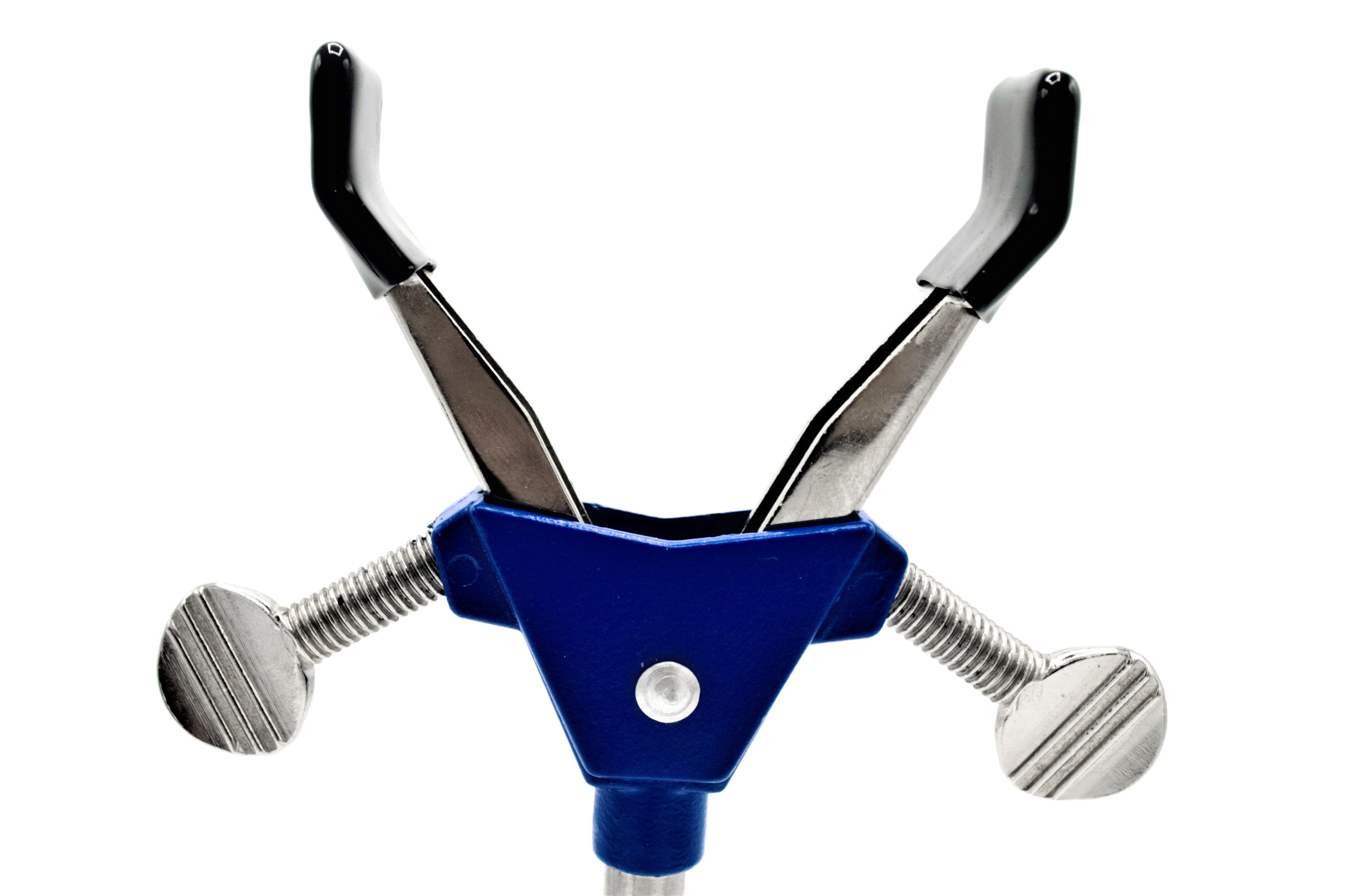 2 Prong, Vinyl Coated, Dual Adjustment Lab Clamp on Rod,  2.75" (7 cm) Maximum Clamp Opening