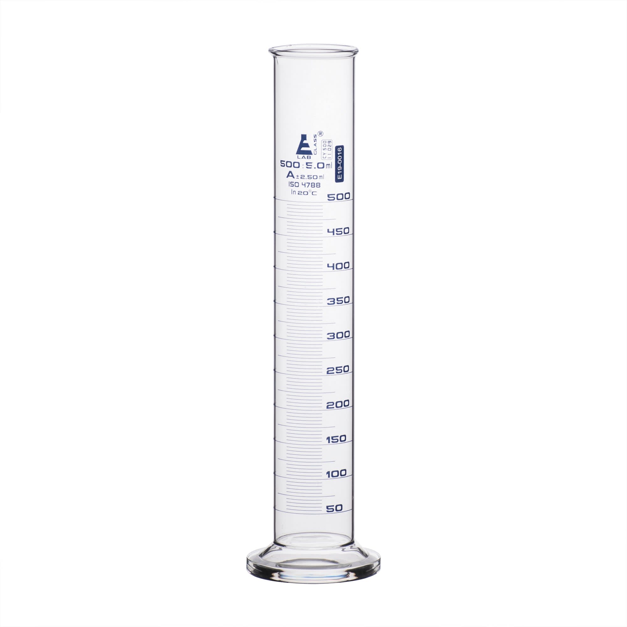 Borosilicate Glass Graduated Cylinder with Round Base, 500 ml, Class A with Individual Work Certificate