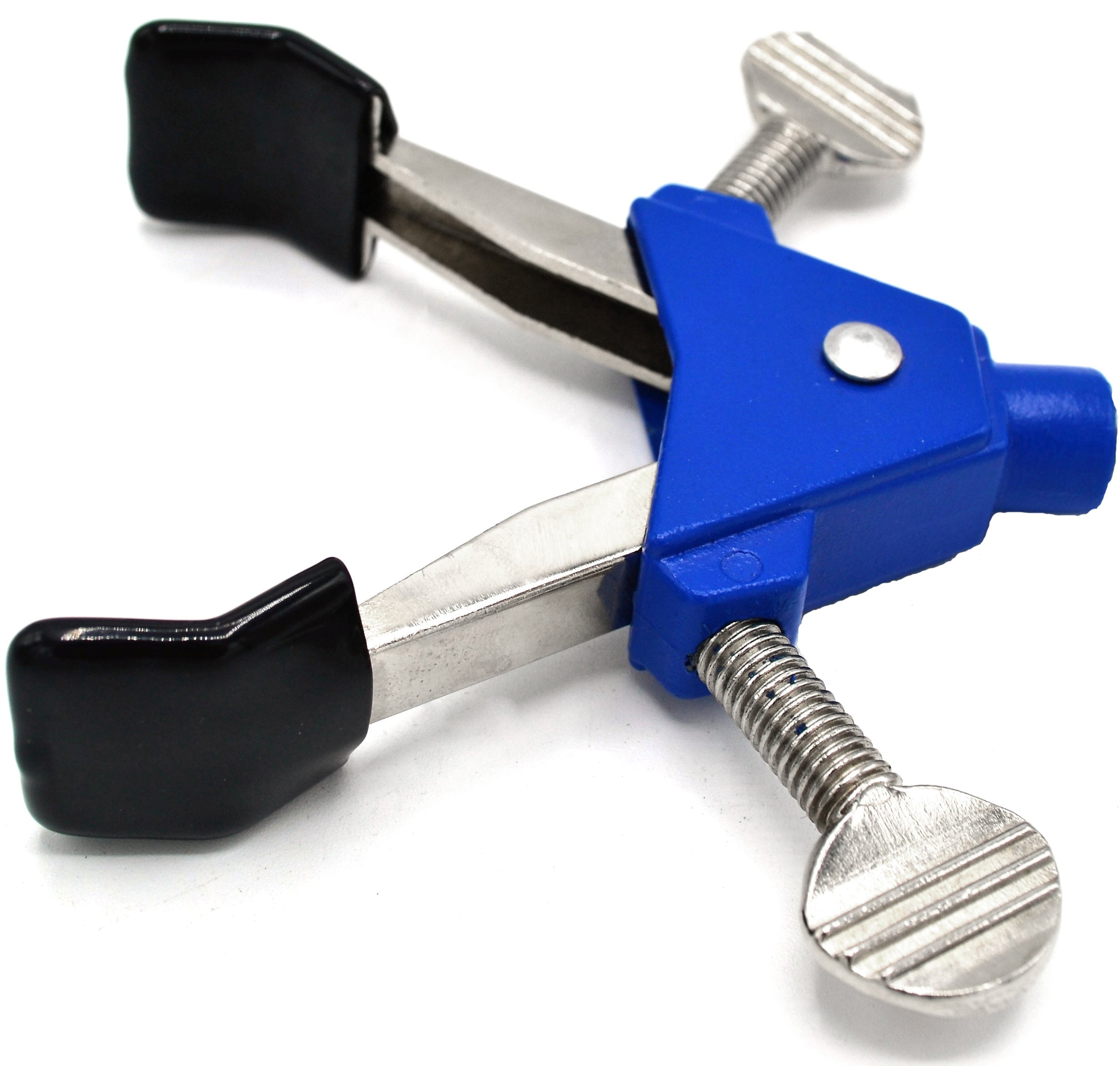 2 Prong, Vinyl Coated, Dual Adjustment Lab Clamp with Boss Head,  2.75" (7 cm) Maximum Clamp Opening