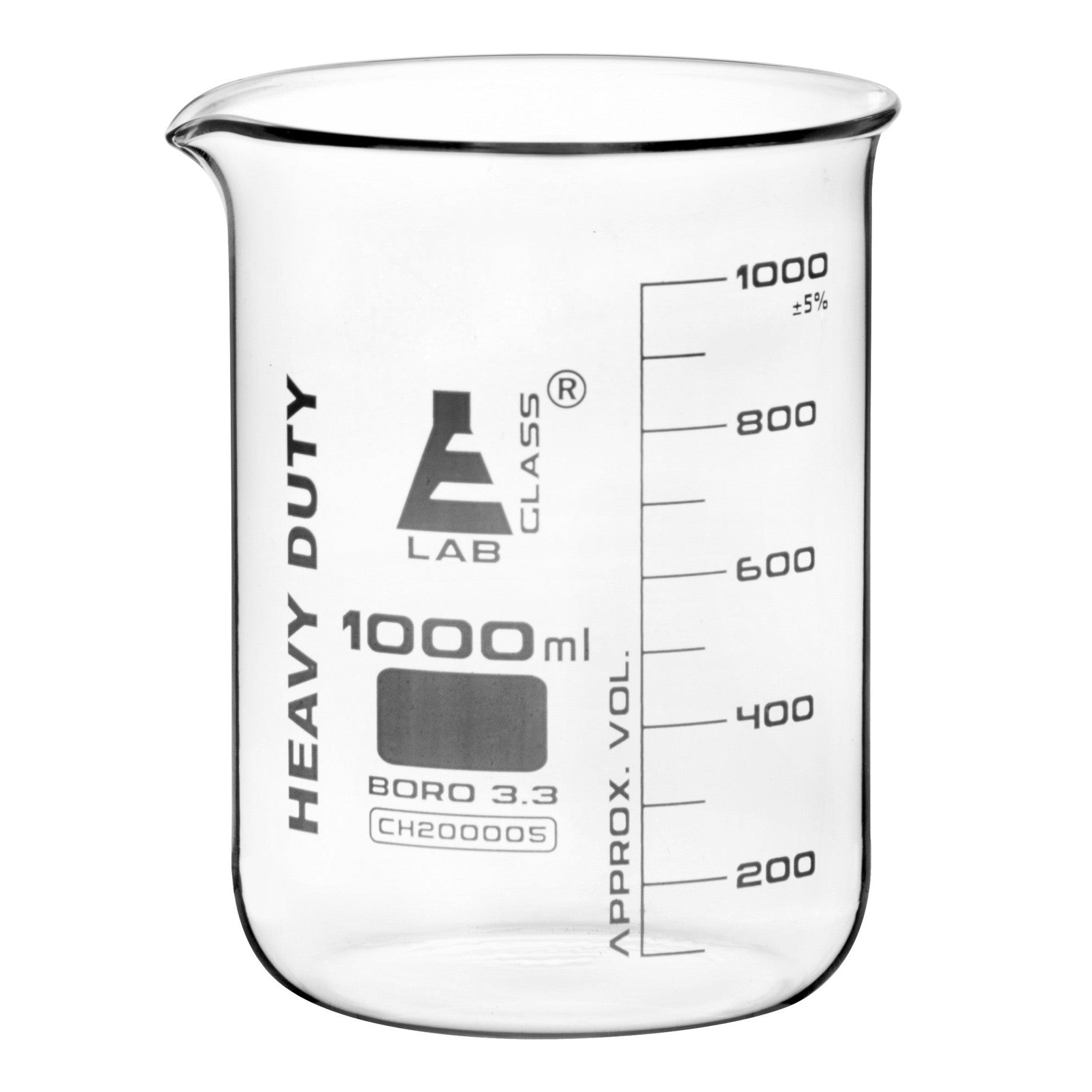 Borosilicate Heavy Duty Beaker, 1000ml, 1000ml Graduation, Autoclavable