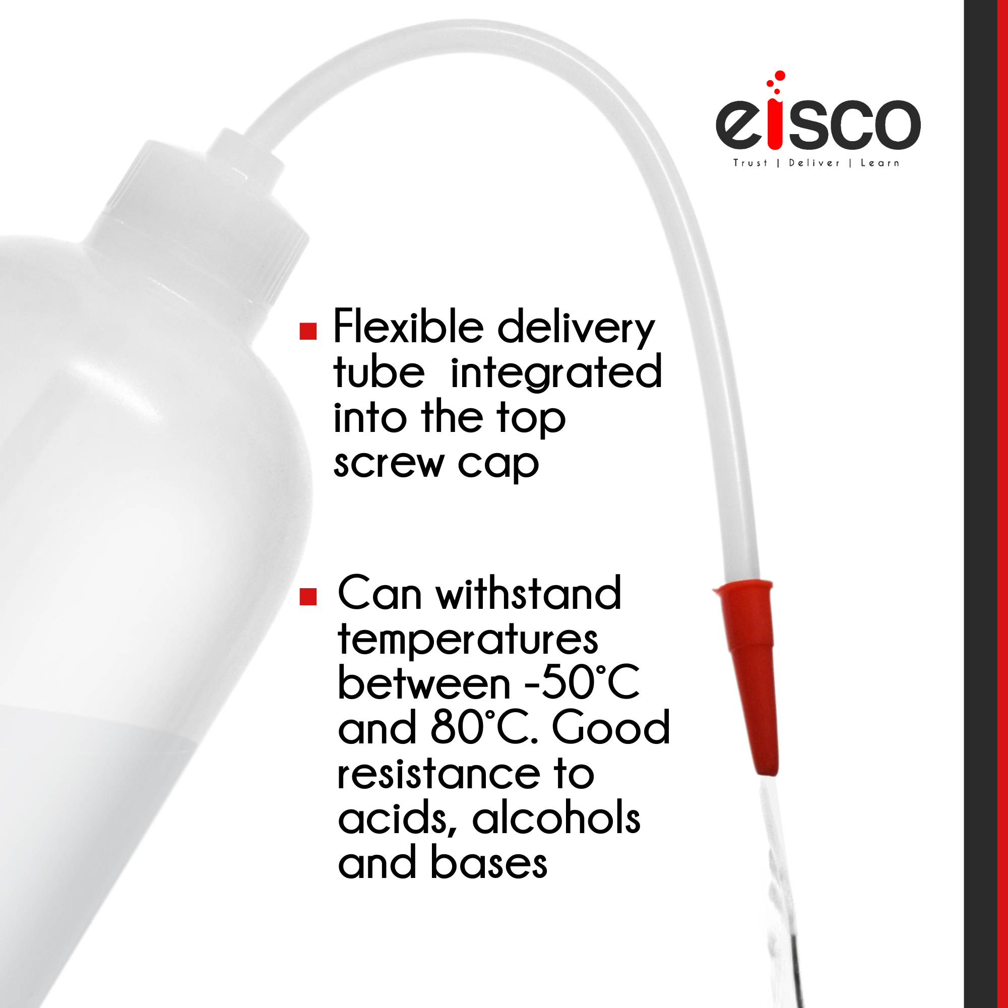 Low Density Polyethylene (LDPE) Wash Bottle, 500 ml, Flexible Delivery Tube