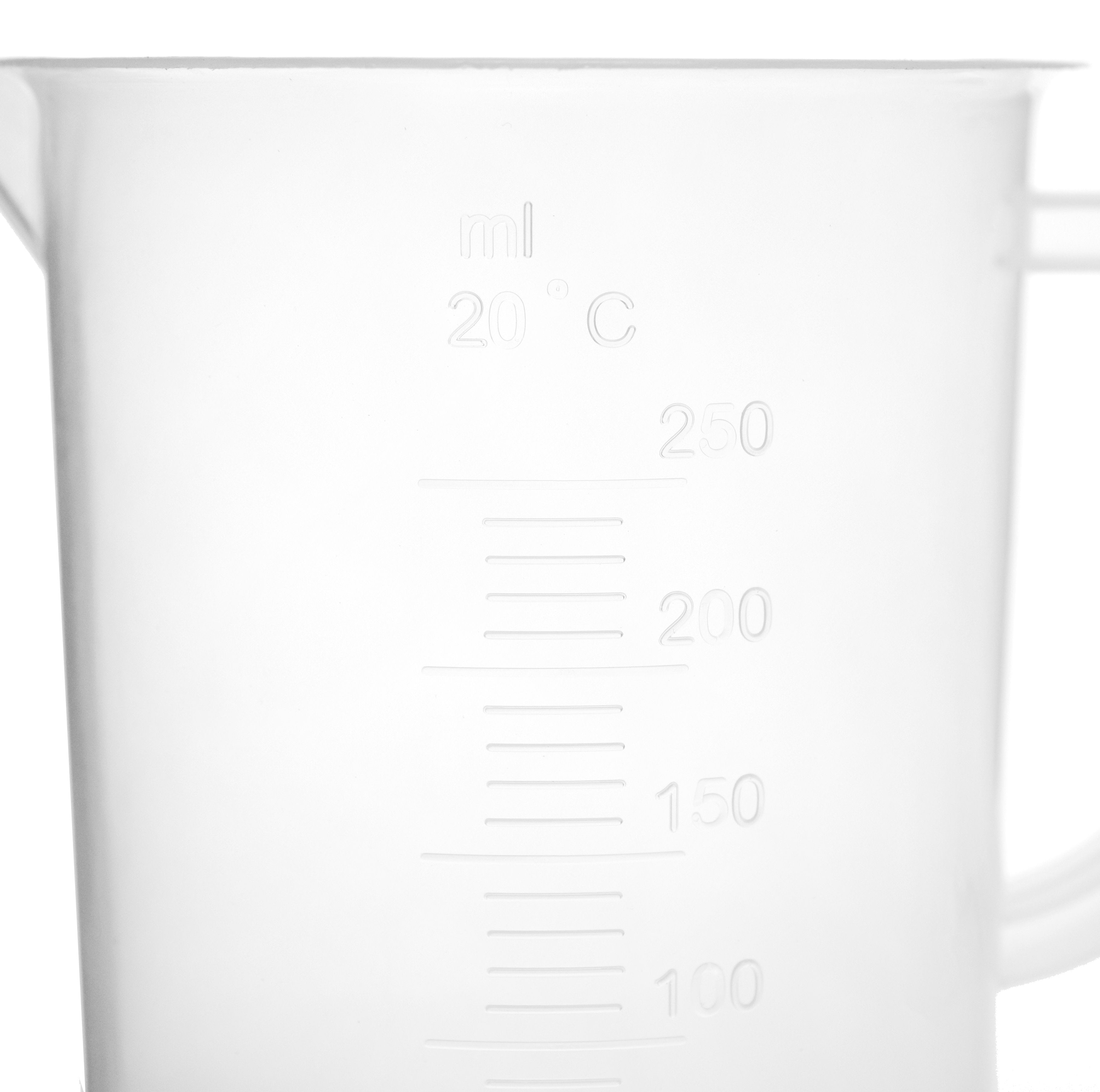 Polypropylene Measuring Jug with Handle and Spout, 250 ml, 10 ml Graduation, Autoclavable