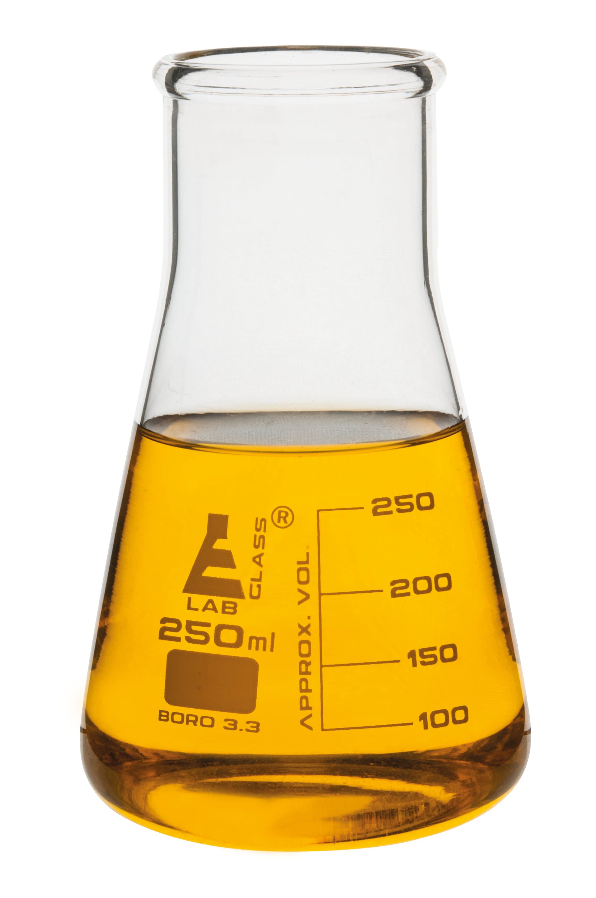 Borosilicate Glass Wide Neck Erlenmeyer Flask, 250 ml, Pack of 12, Autoclavable