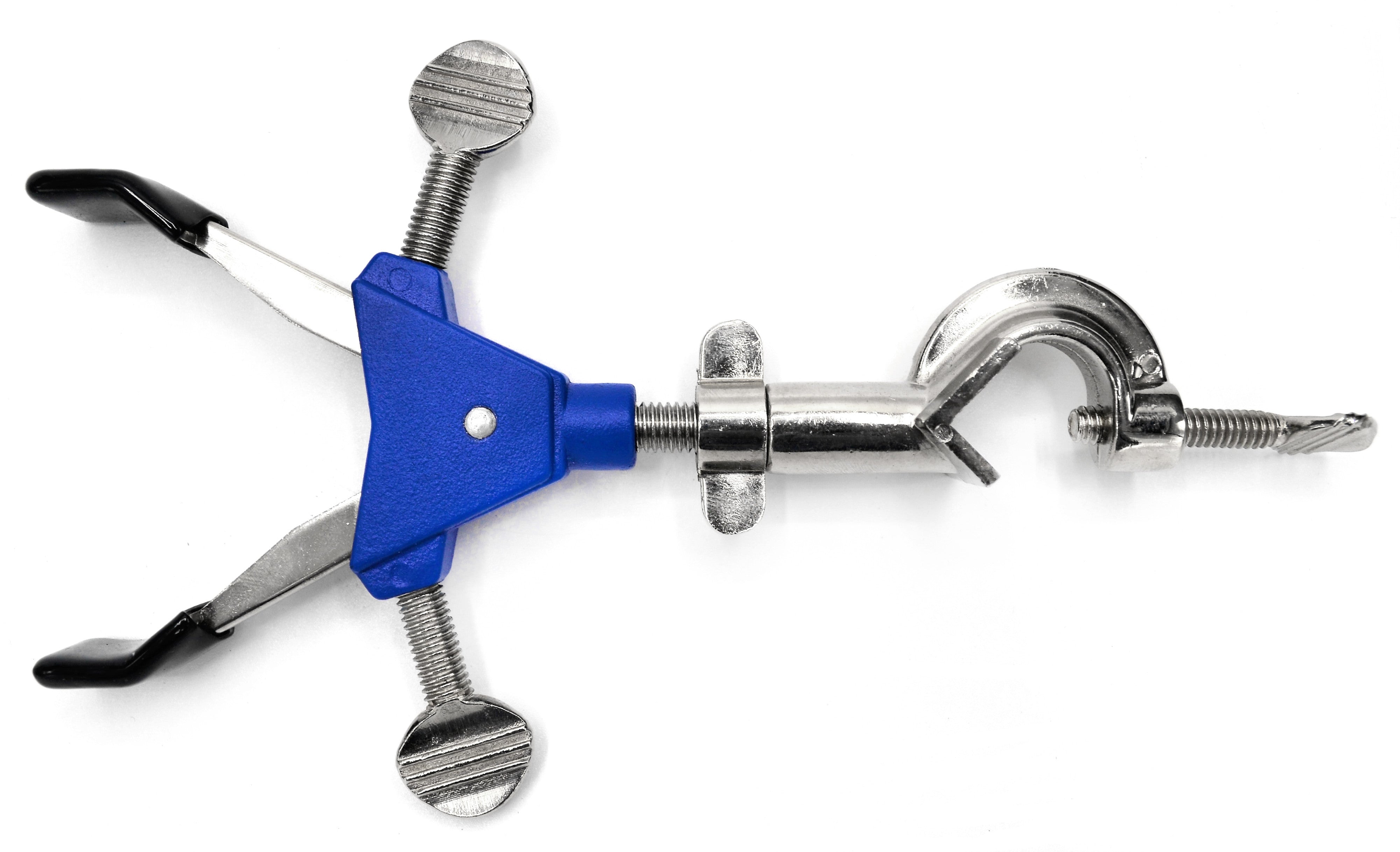 2 Prong, Vinyl Coated, Dual Adjustment Lab Clamp with Boss Head,  2.75" (7 cm) Maximum Clamp Opening
