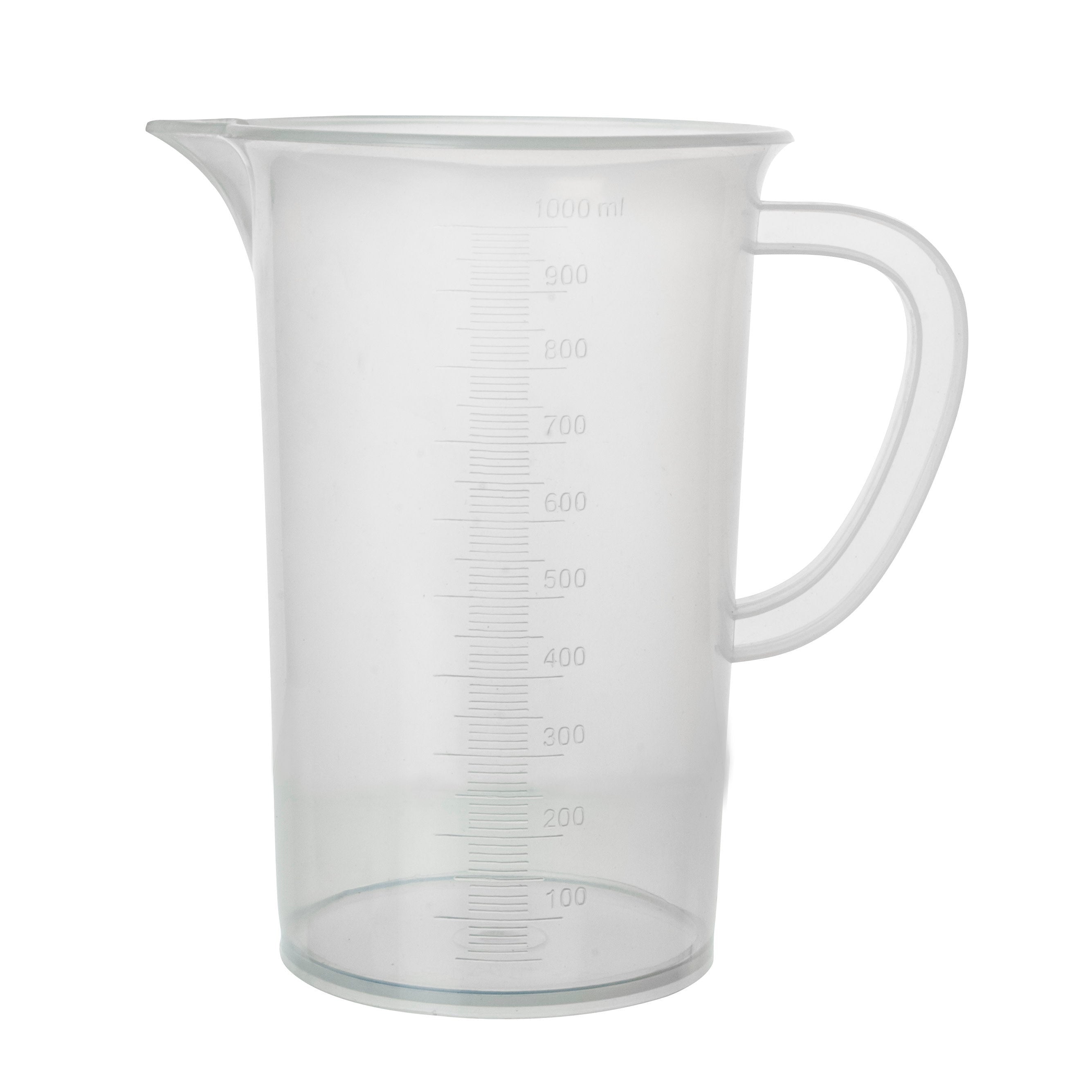 Polypropylene Measuring Jug with Handle and Spout, 1000 ml, 10 ml Graduation, Autoclavable