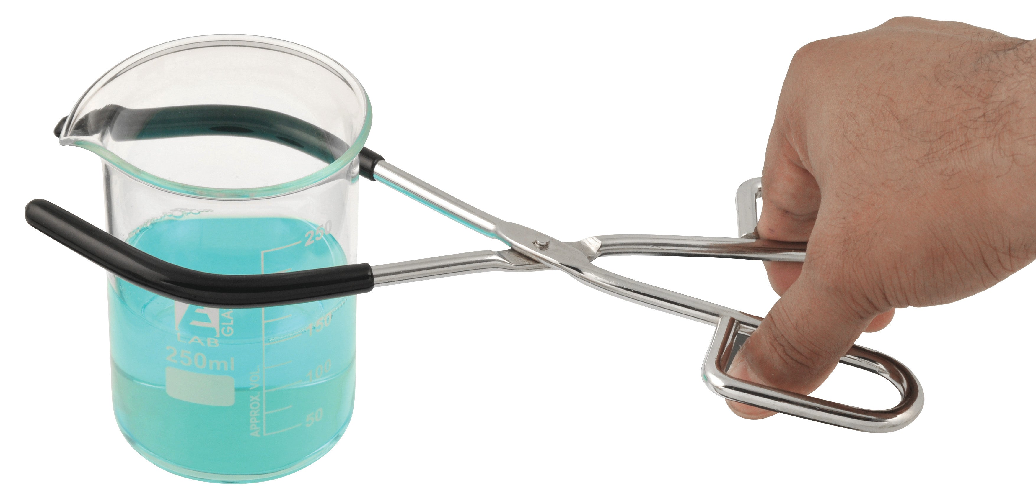 Nickel Plated Steel Beaker Tongs, Rubber Coated Jaws