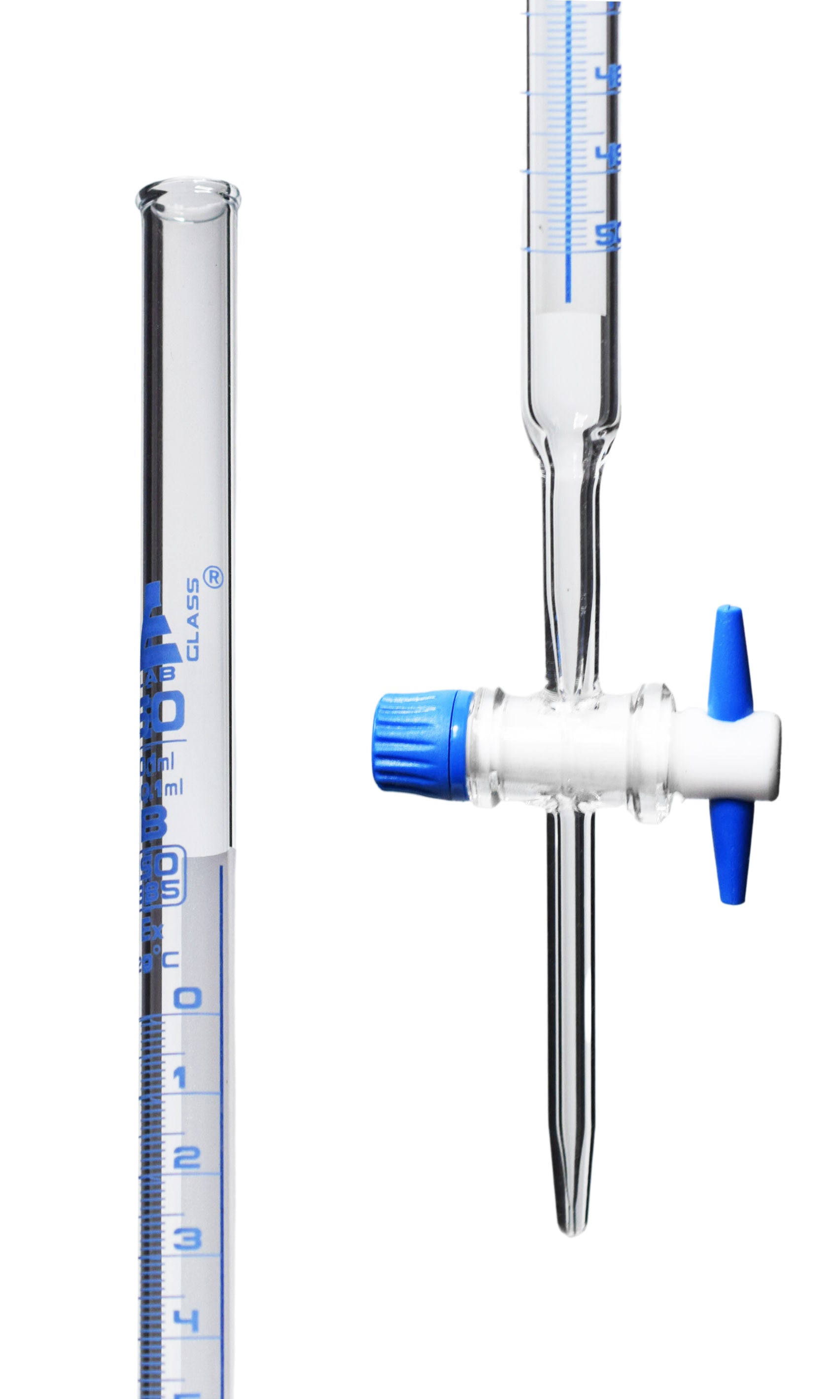 Schellbach Glass ASTM Graduated Burette with PTFE Stopcock, 50 ml, 0.10 ml Graduation, Class B