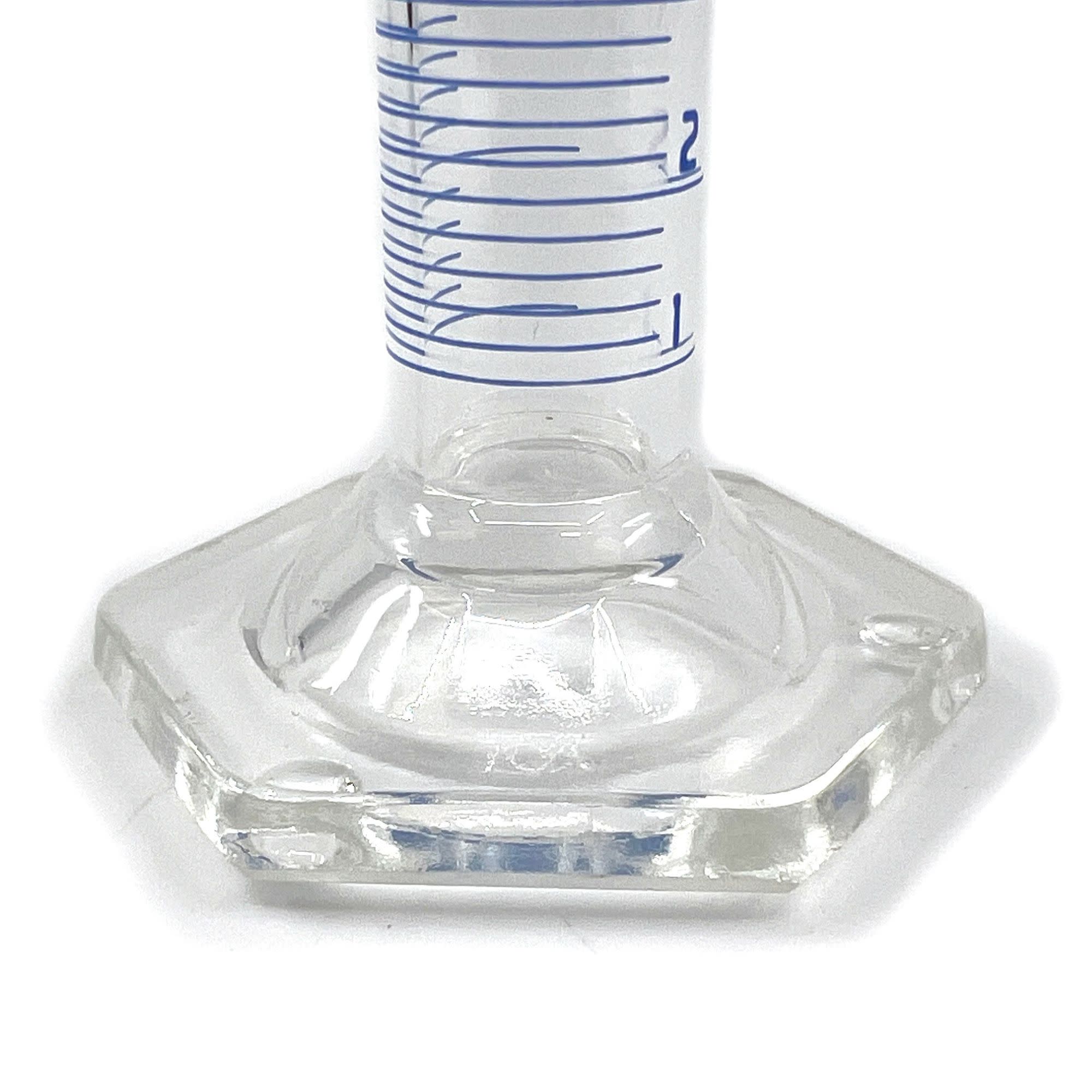 Borosilicate Glass ASTM Graduated Cylinder with Hexagonal Base and Guard, 10 ml, Class A with USP & Individual Work Certificate, Autoclavable