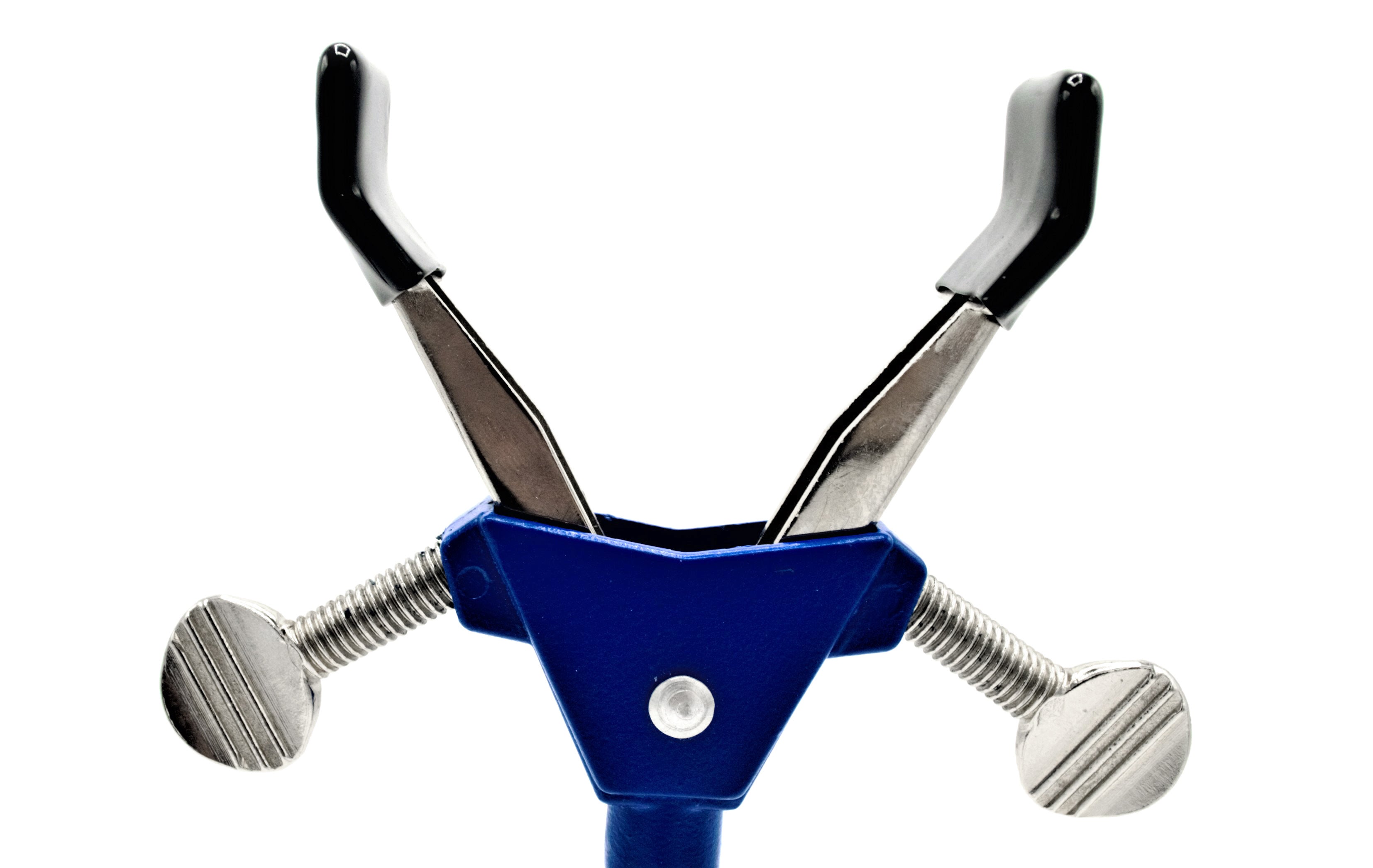2 Prong, Vinyl Coated, Dual Adjustment Lab Clamp with Boss Head,  2.75" (7 cm) Maximum Clamp Opening