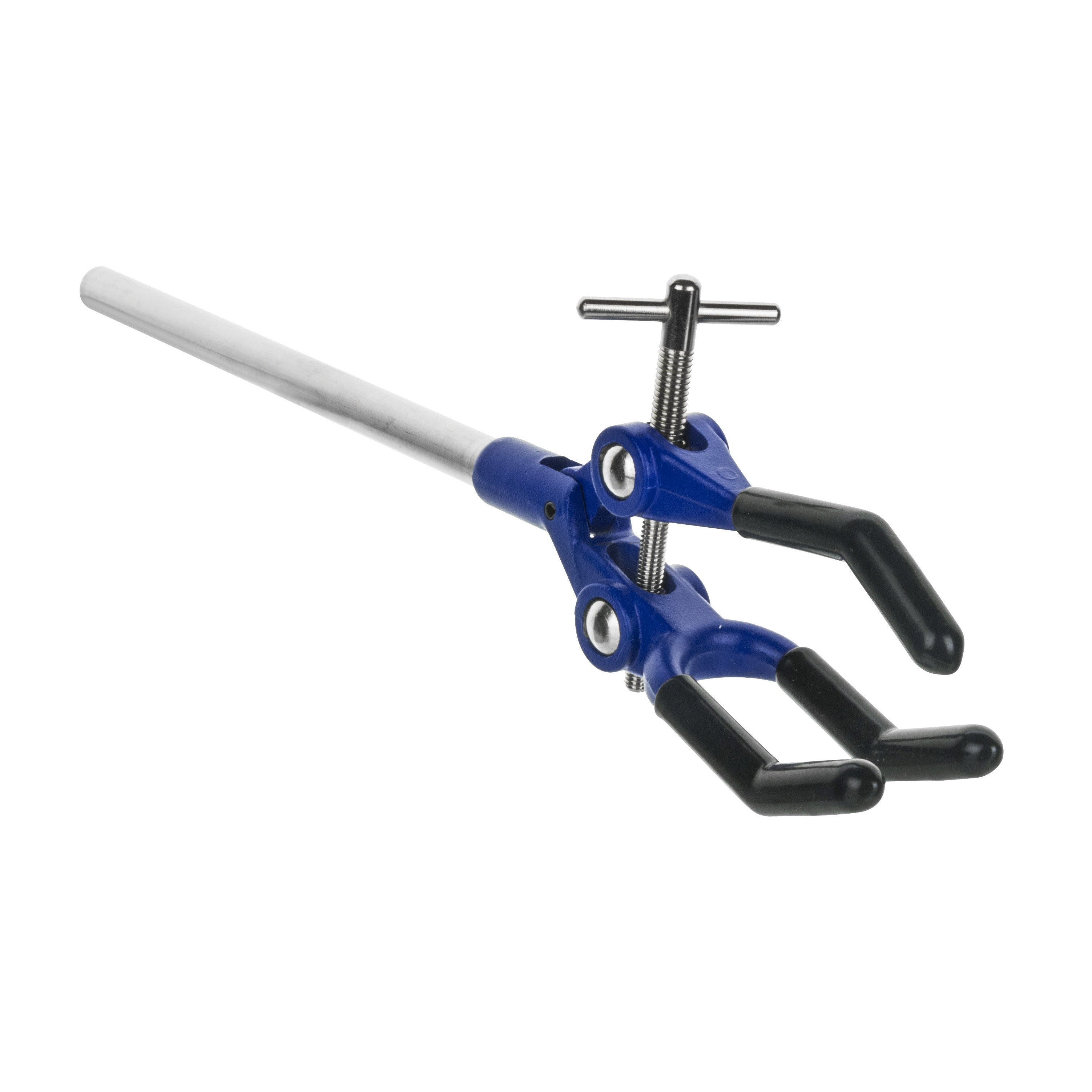 3 Finger, Vinyl Coated, Lab Clamp on Rod,  4.125" (10.5 cm) Maximum Clamp Opening