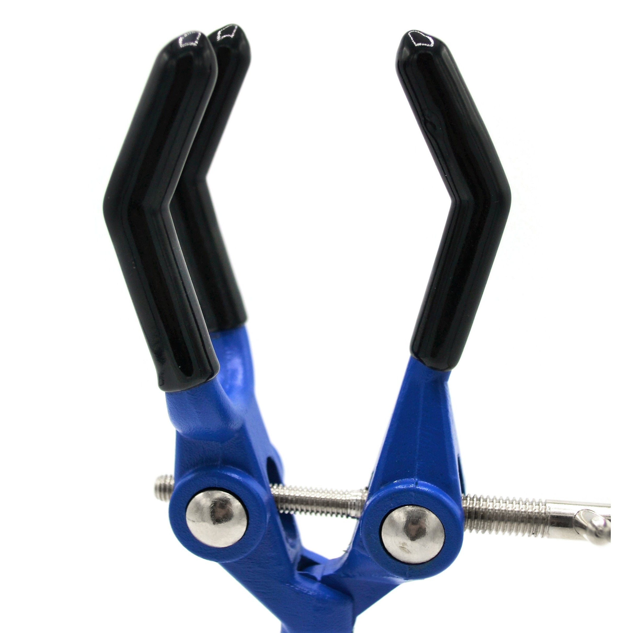 3 Finger, Vinyl Coated, Lab Clamp on Rod,  4.125" (10.5 cm) Maximum Clamp Opening